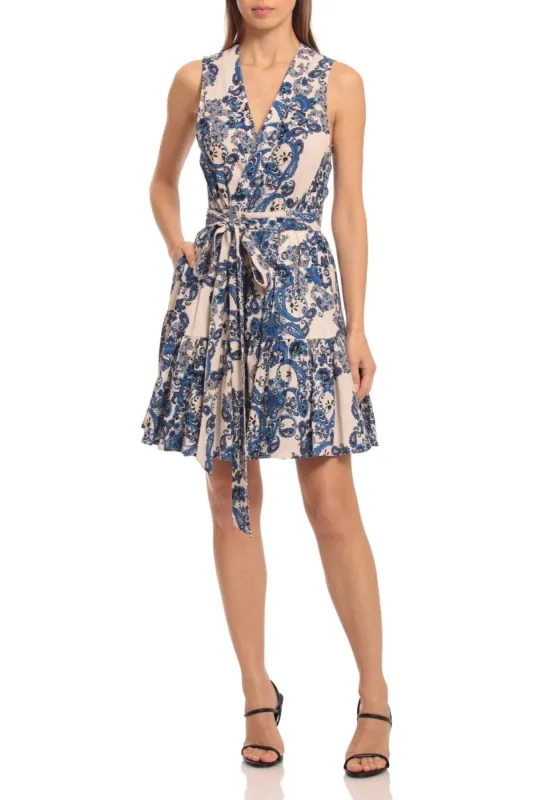 Linen Blend Paisley Wrap Dress sold by Avec Les Filles