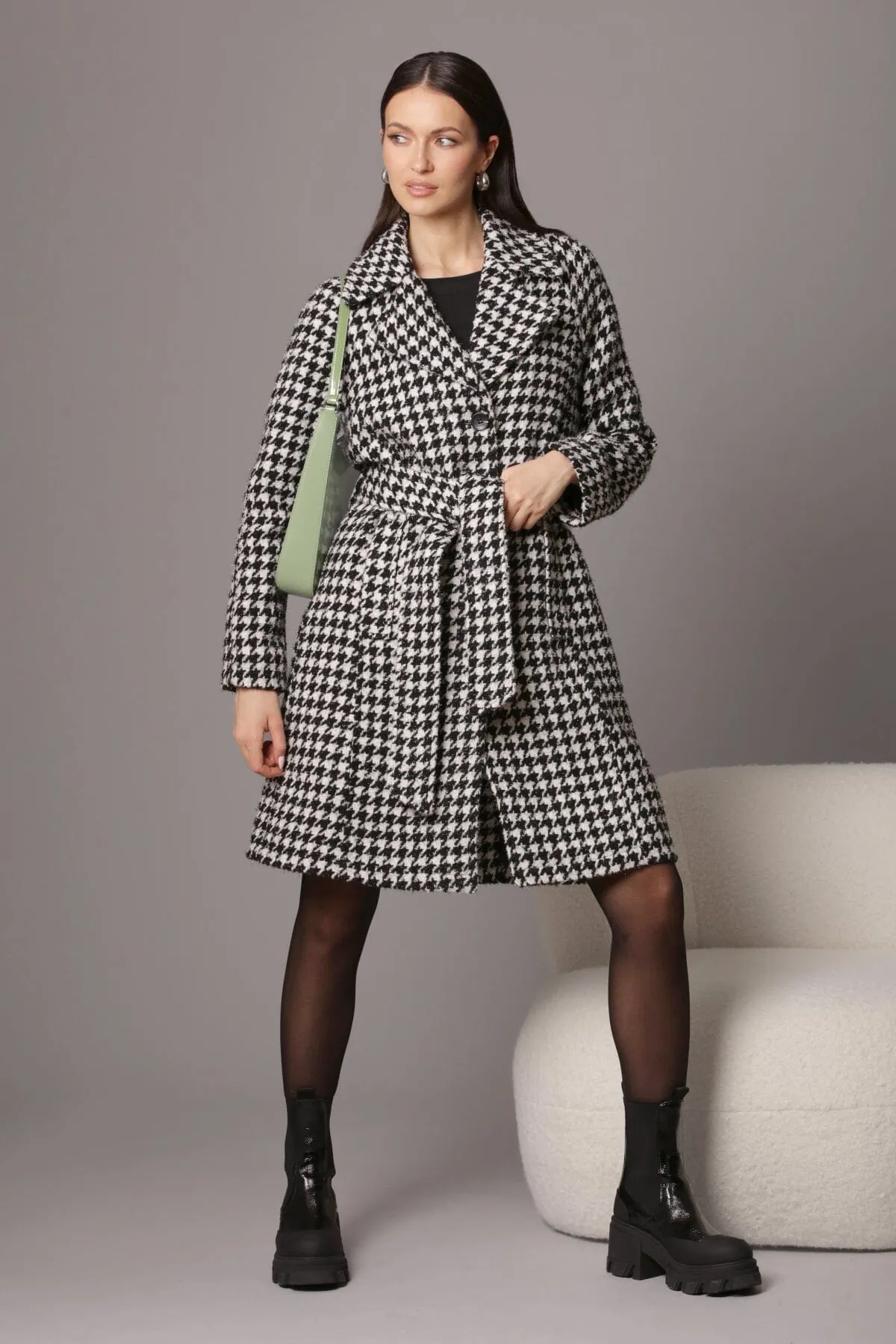 Houndstooth Sparkle Belted Coat sold by Avec Les Filles product image thumbnail 2