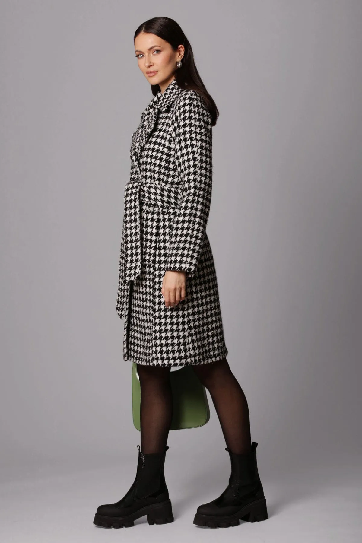 Houndstooth Sparkle Belted Coat sold by Avec Les Filles product image thumbnail 4