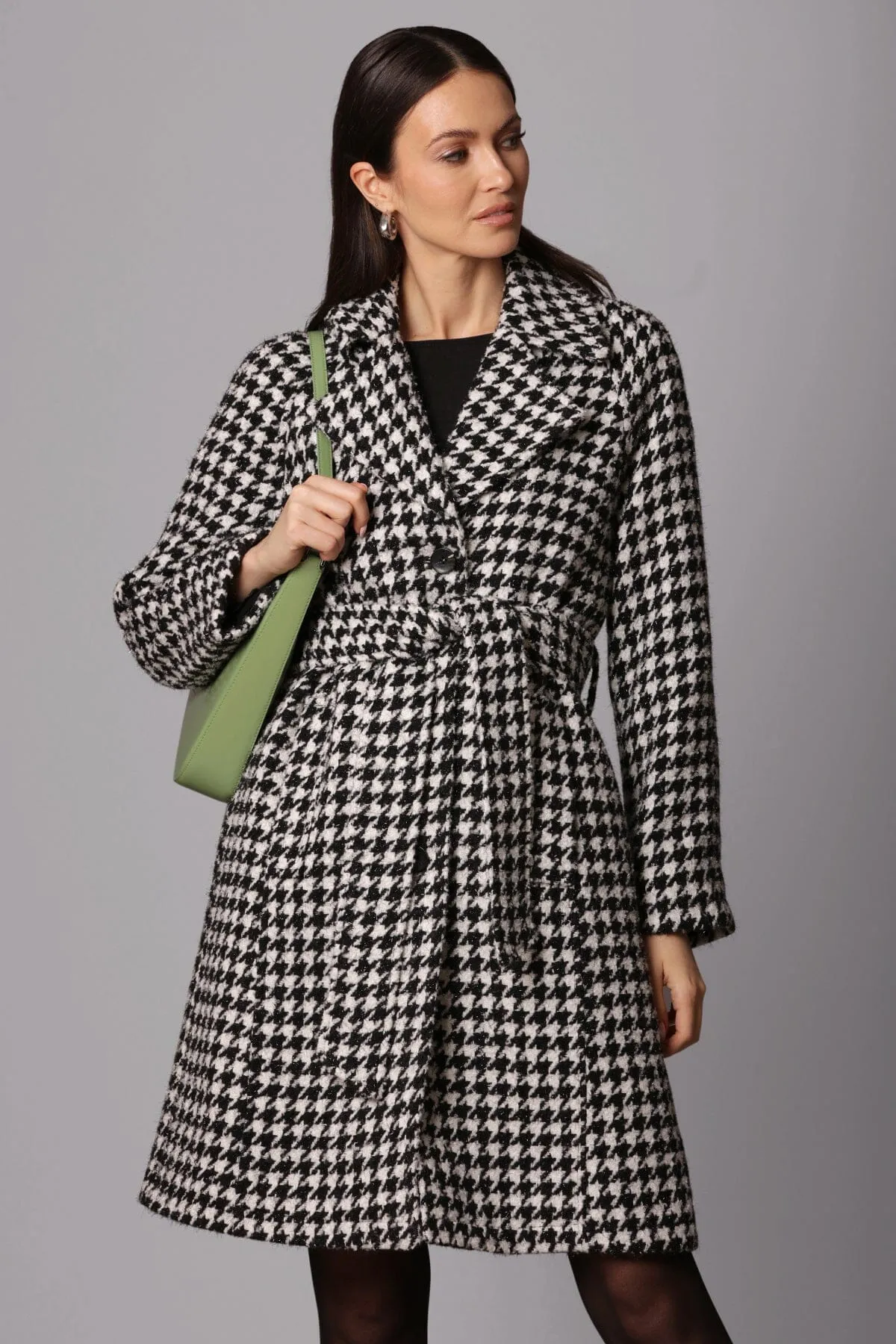 Houndstooth Sparkle Belted Coat sold by Avec Les Filles product image thumbnail 3