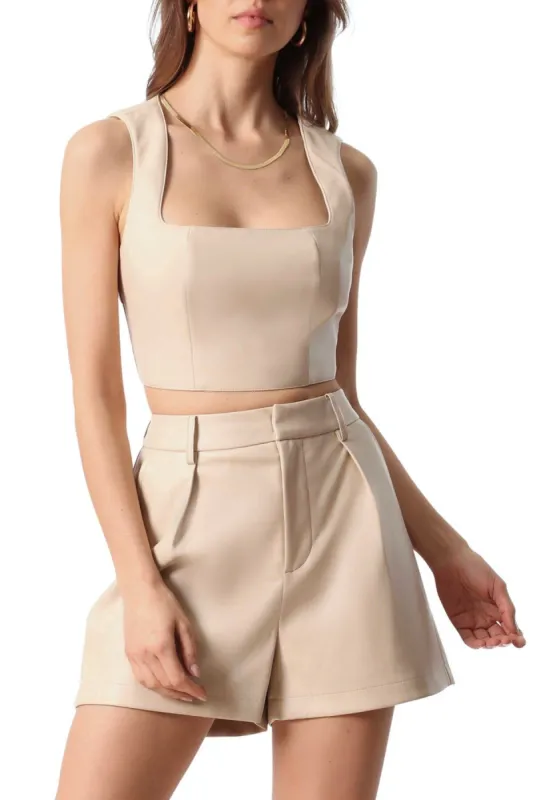 Faux-Ever Leatherâ„¢ Square Neck Crop Top sold by Avec Les Filles