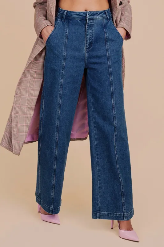 Wide Leg Stretch Denim Trouser sold by Avec Les Filles