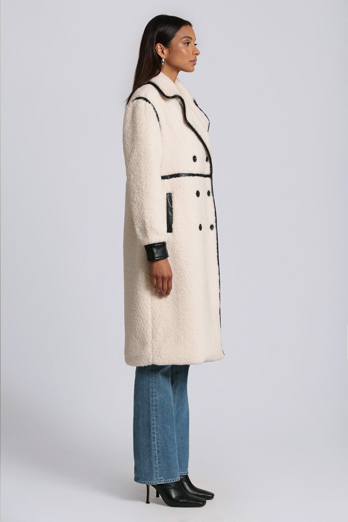 Faux Shearling Contrast Trim Coat sold by Avec Les Filles product image thumbnail 5