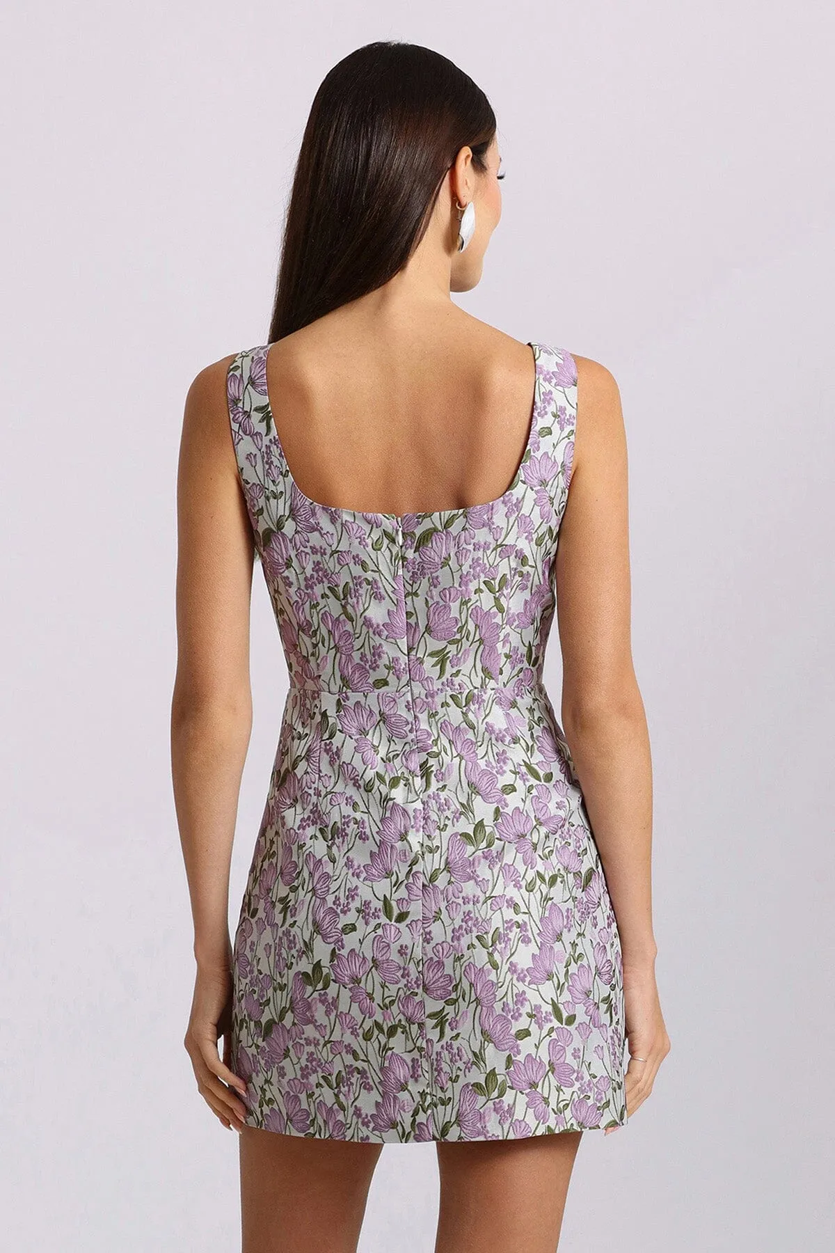 Floral Jacquard Tailored Mini Dress sold by Avec Les Filles product image thumbnail 5