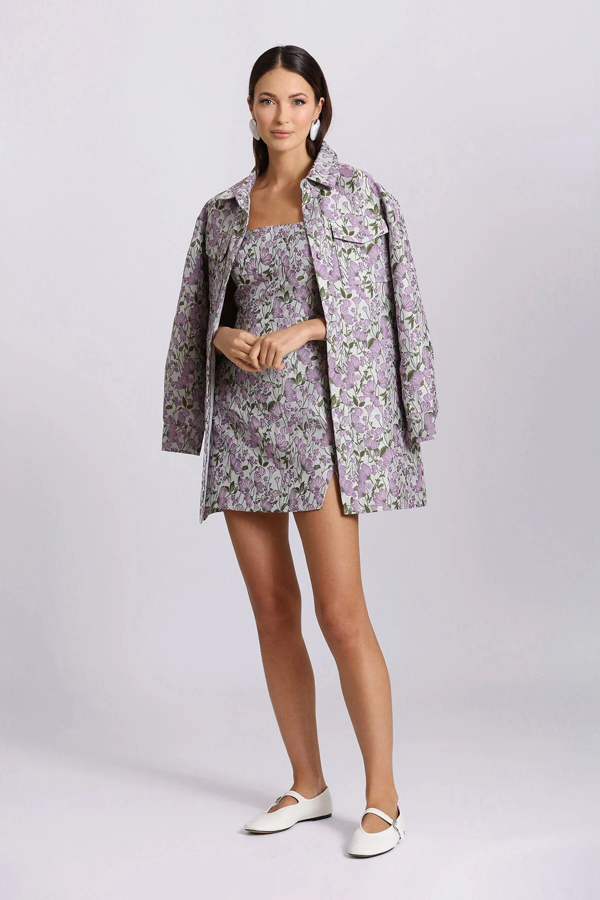 Floral Jacquard Tailored Mini Dress sold by Avec Les Filles product image thumbnail 2