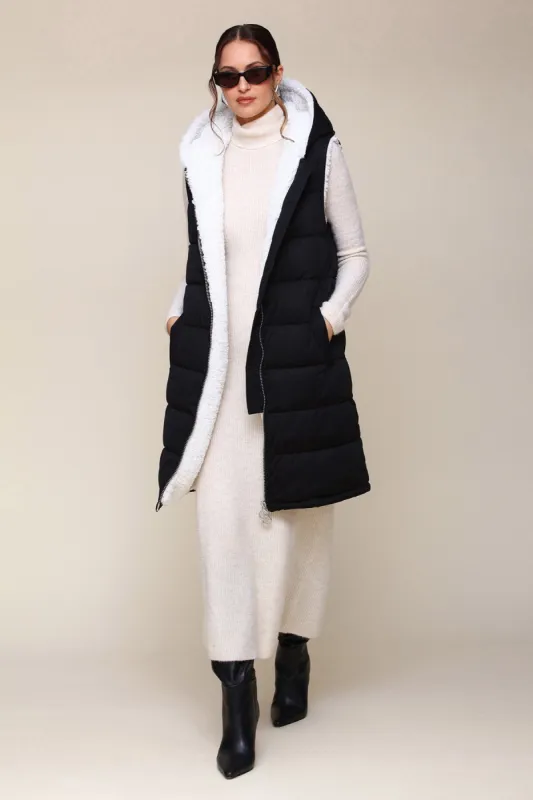 Faux Fur-Lined Thermalpuff™ Midi Puffer Vest sold by Avec Les Filles