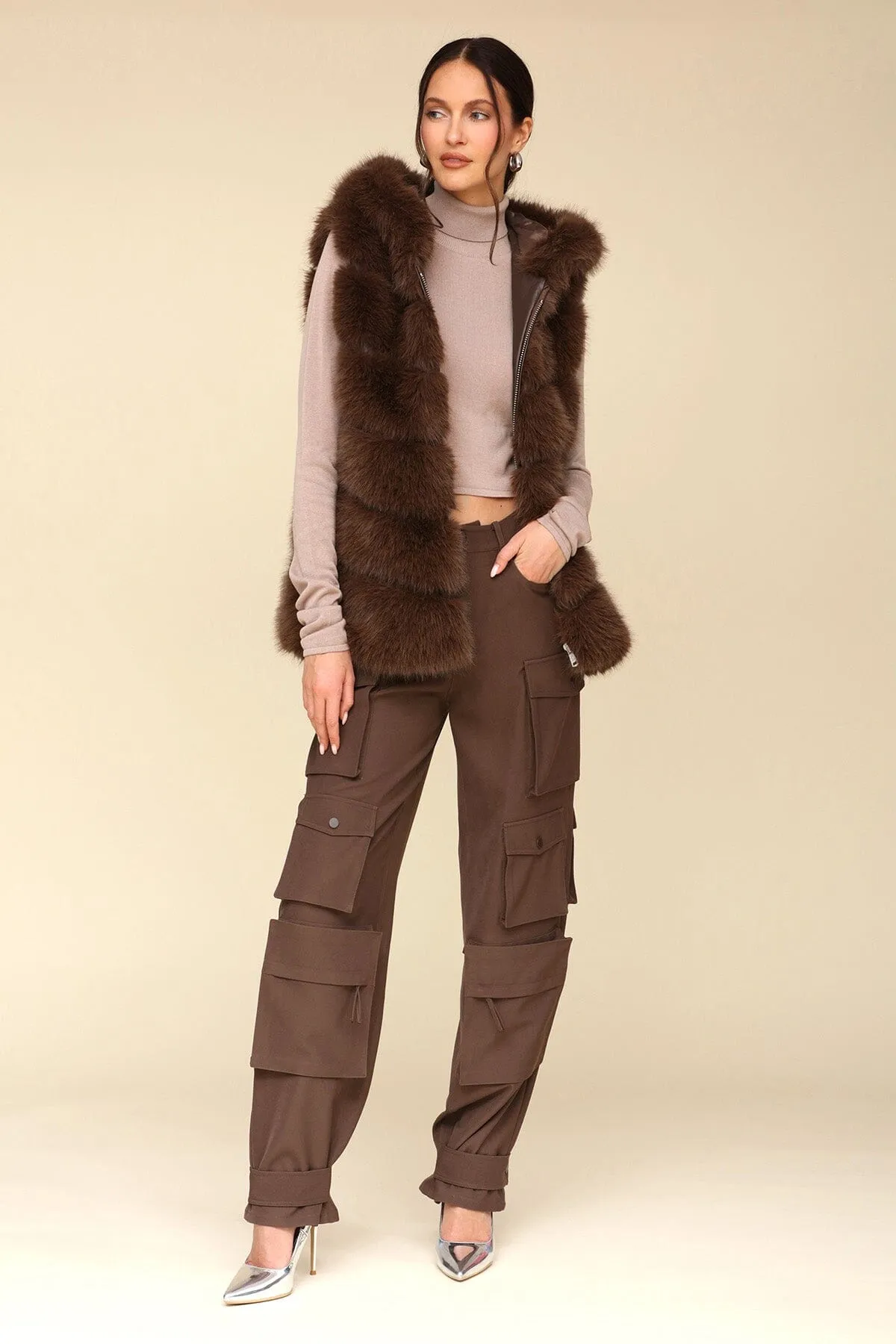 Premium Faux Fur Hooded Vest sold by Avec Les Filles product image thumbnail 3