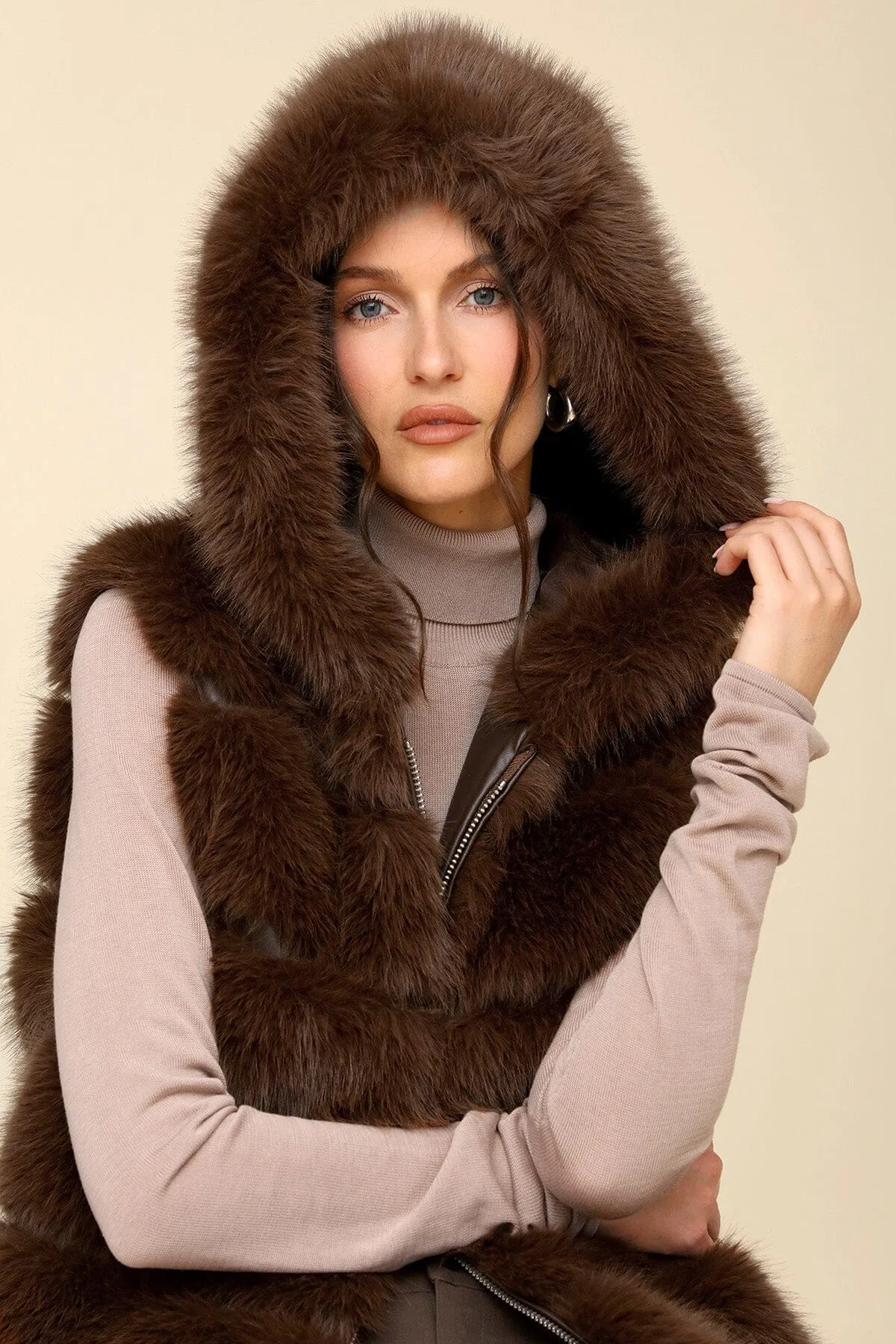 Premium Faux Fur Hooded Vest sold by Avec Les Filles product image thumbnail 2