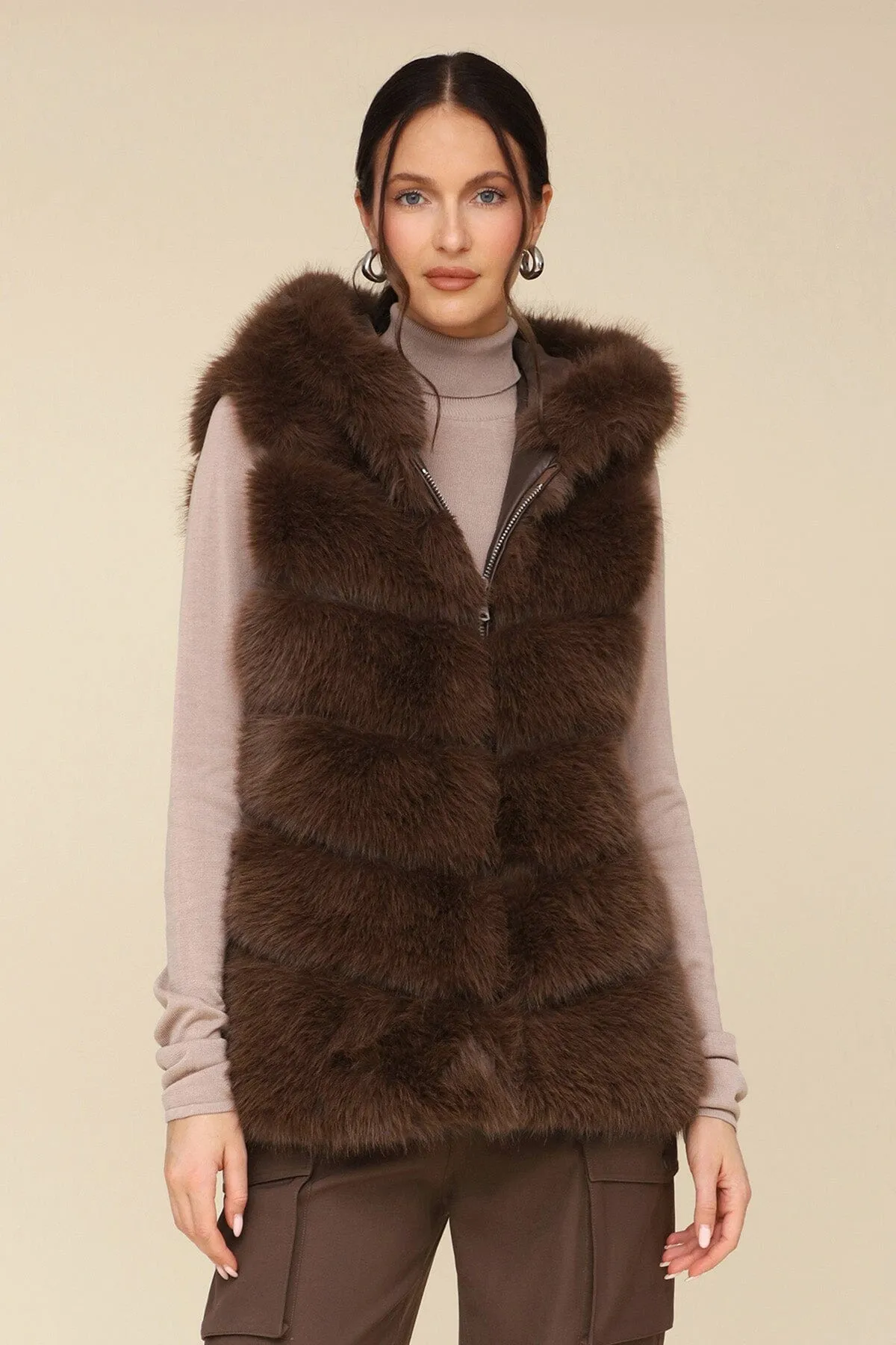 Premium Faux Fur Hooded Vest sold by Avec Les Filles product image thumbnail 5