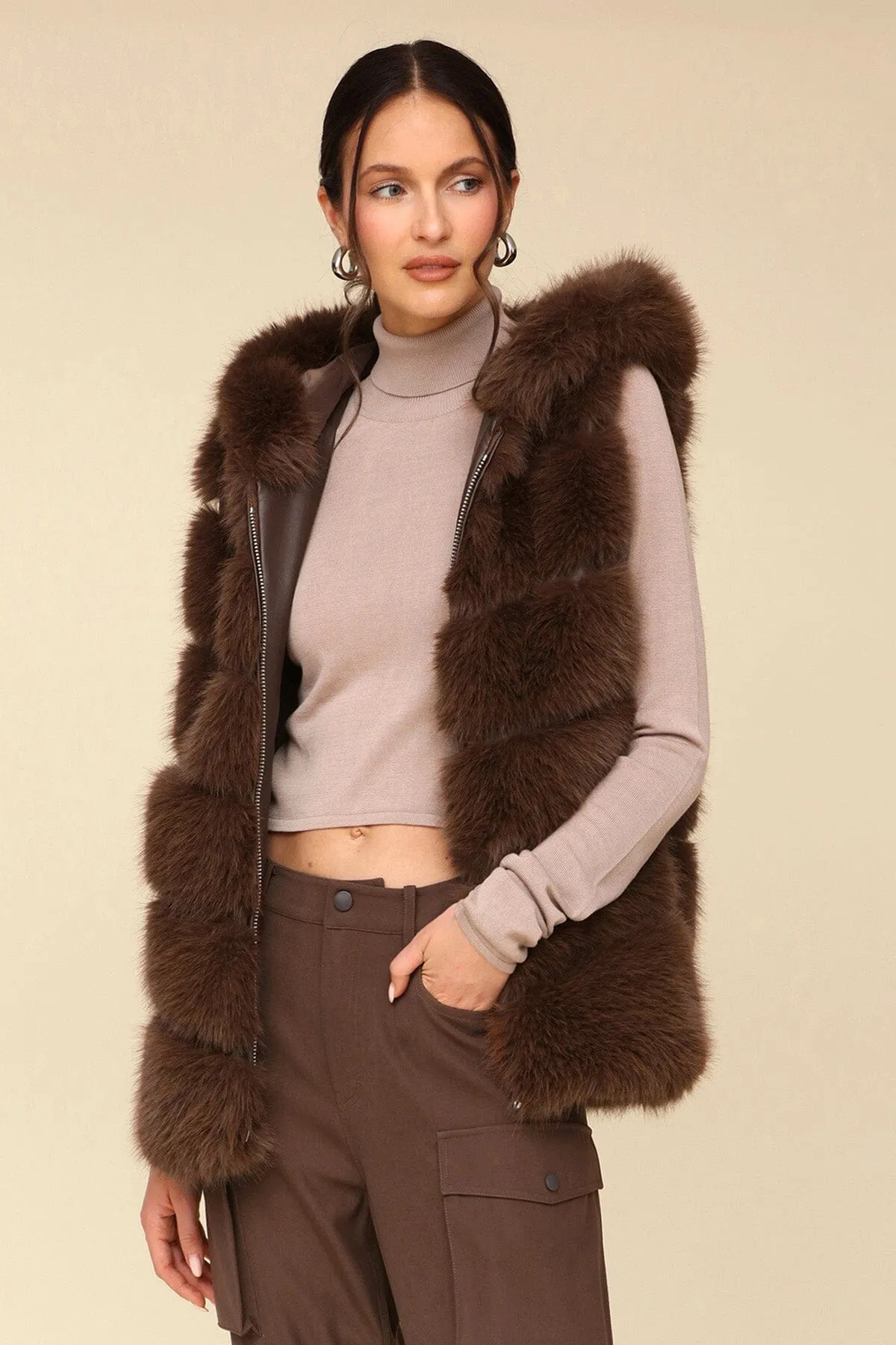 Premium Faux Fur Hooded Vest sold by Avec Les Filles product image thumbnail 4
