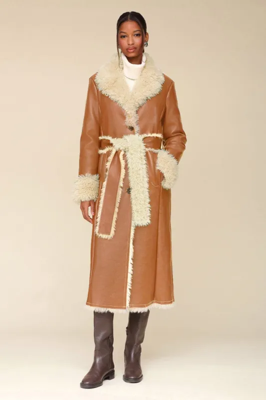 Faux Shearling Belted Midi Coat sold by Avec Les Filles