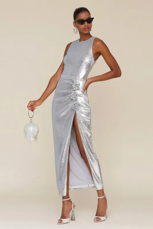 Rosette Detail Sequin Maxi Dress sold by Avec Les Filles