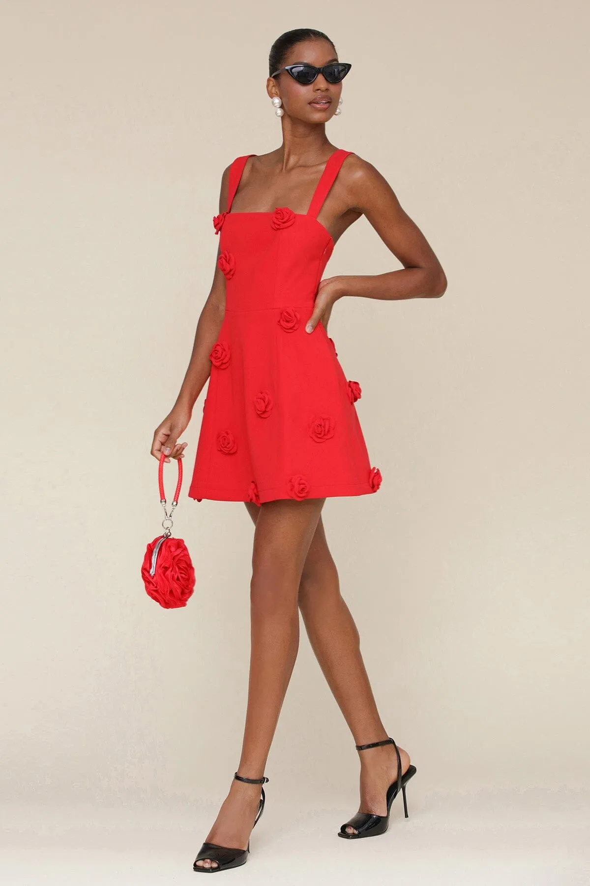 Rosette Embellished Fit & Flare Mini Dress sold by Avec Les Filles product image thumbnail 2