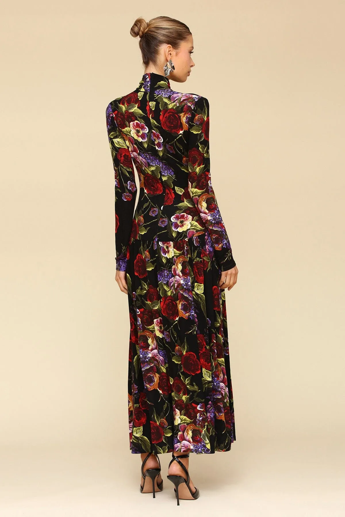 Dark Floral Drop-Waist Maxi Dress sold by Avec Les Filles product image thumbnail 5