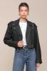 Cropped Genuine Leather Biker Jacket sold by Avec Les Filles
