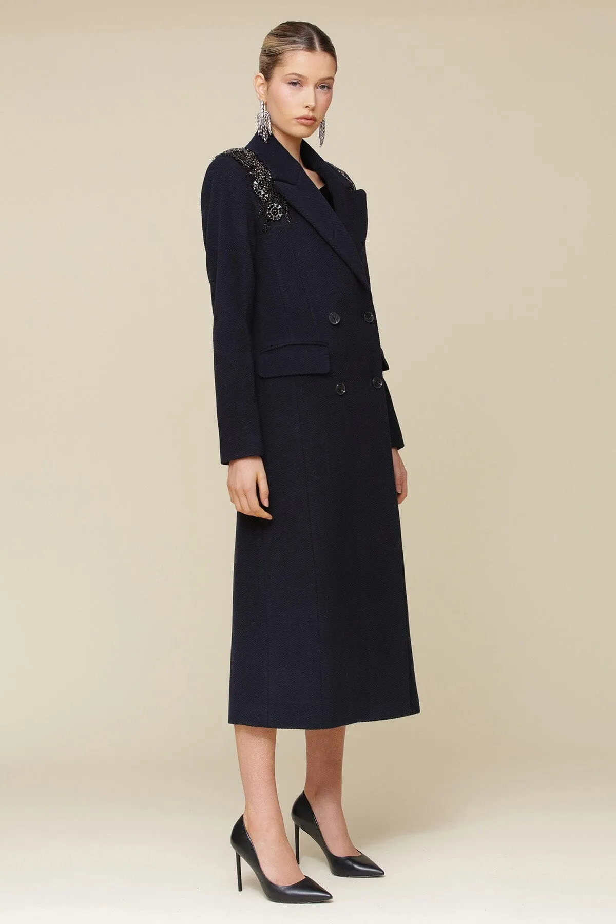 Embellished Shoulder Wool Blend Tailored Coat sold by Avec Les Filles product image thumbnail 5