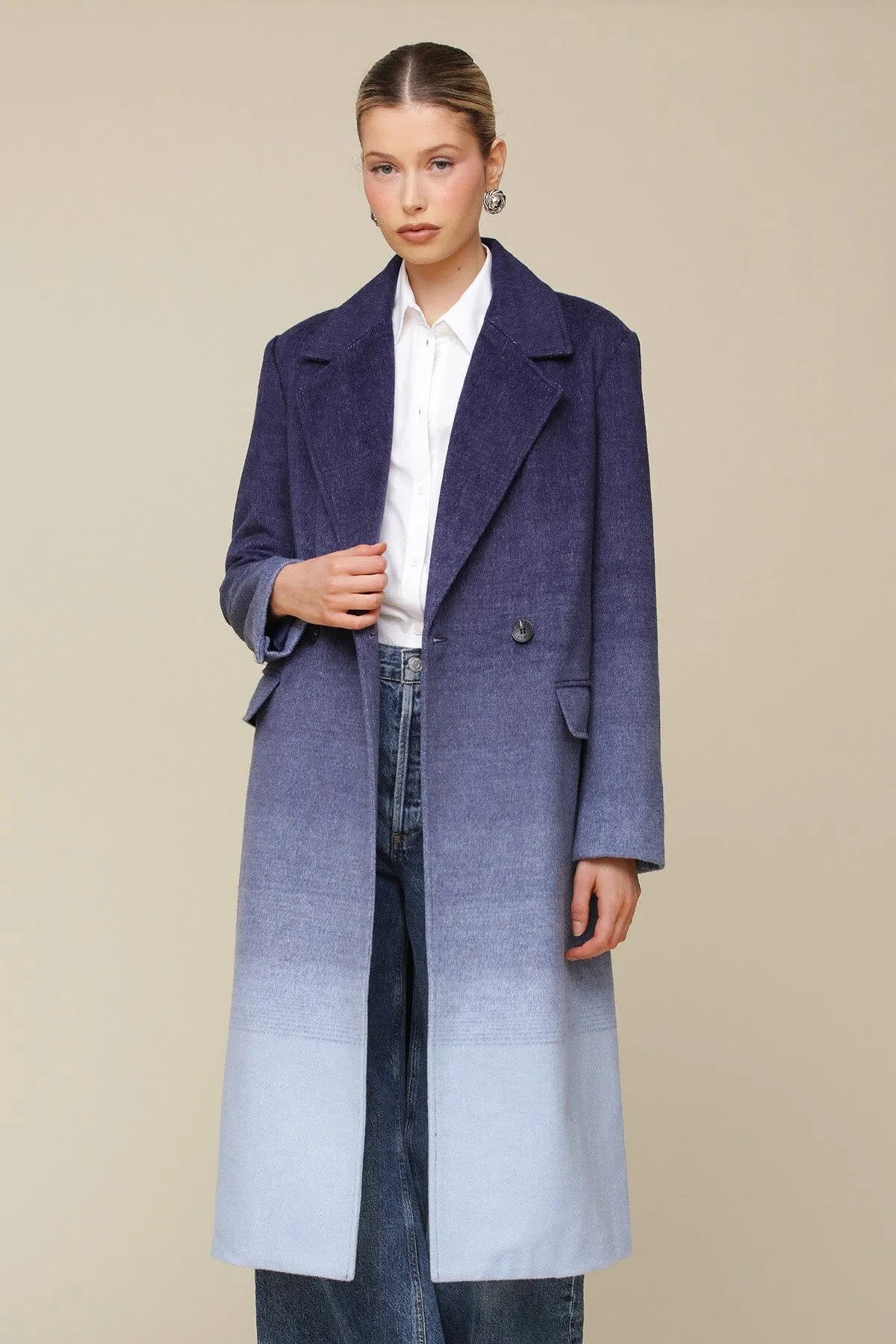 Ombré Wool Blend Tailored Coat sold by Avec Les Filles product image thumbnail 2