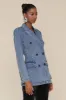 Rhinestone Denim Double Breasted Blazer sold by Avec Les Filles
