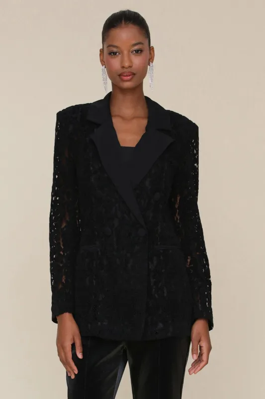 Double-Breasted Lace Blazer sold by Avec Les Filles