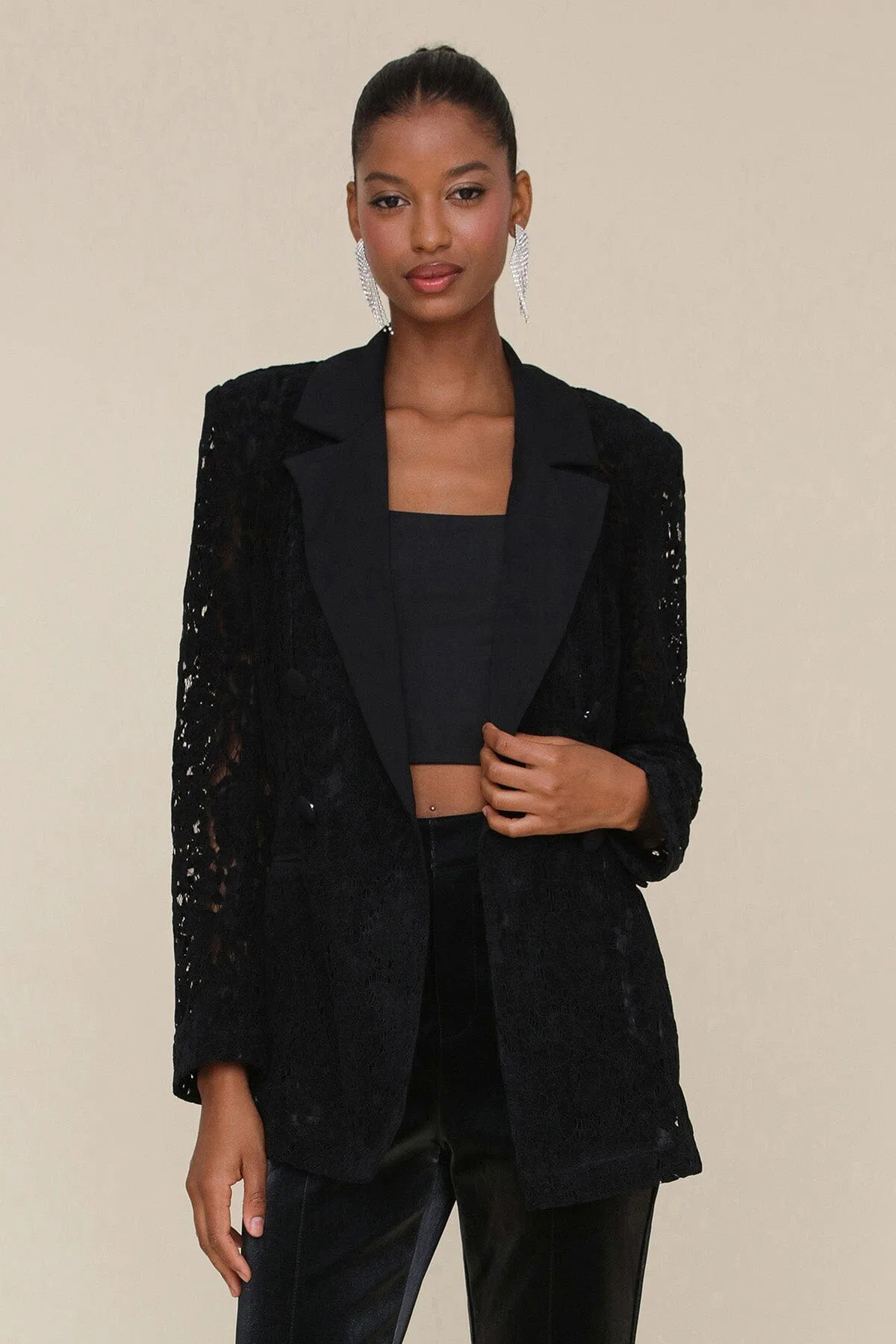 Double-Breasted Lace Blazer sold by Avec Les Filles product image thumbnail 3