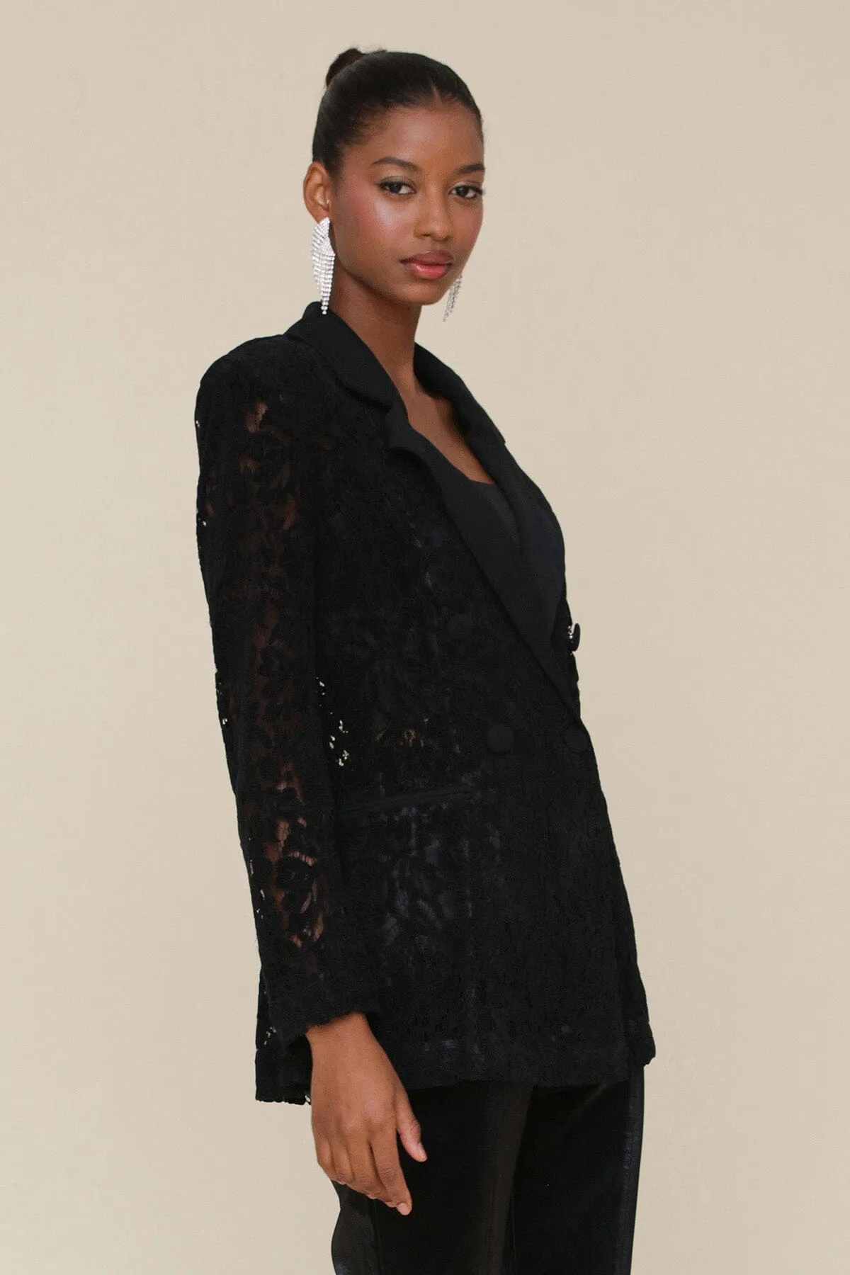 Double-Breasted Lace Blazer sold by Avec Les Filles product image thumbnail 4