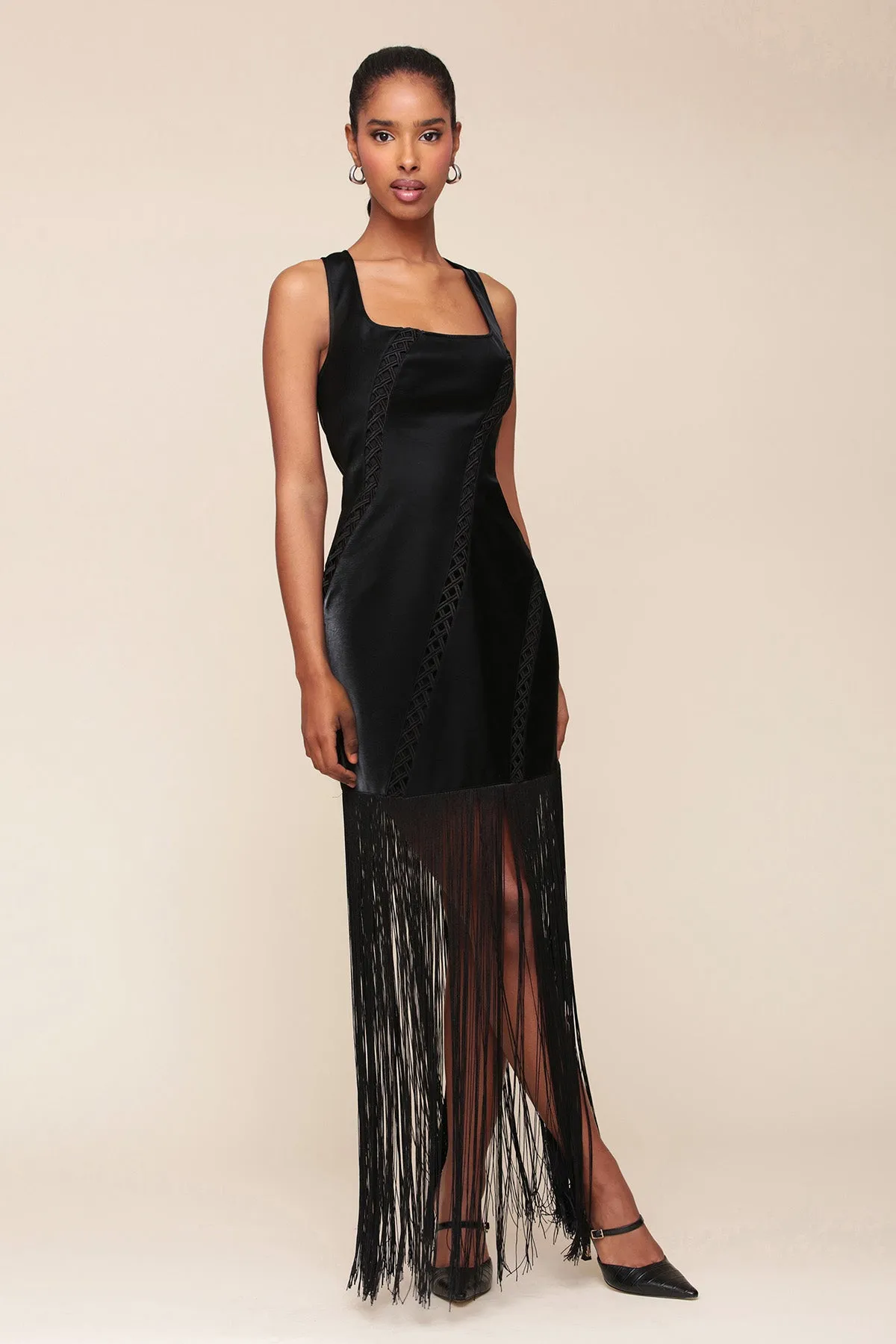 Fringe Faux-Ever Leather™ Maxi Dress sold by Avec Les Filles product image thumbnail 4