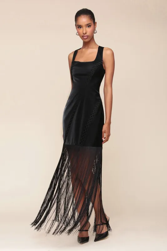 Fringe Faux-Ever Leather™ Maxi Dress sold by Avec Les Filles