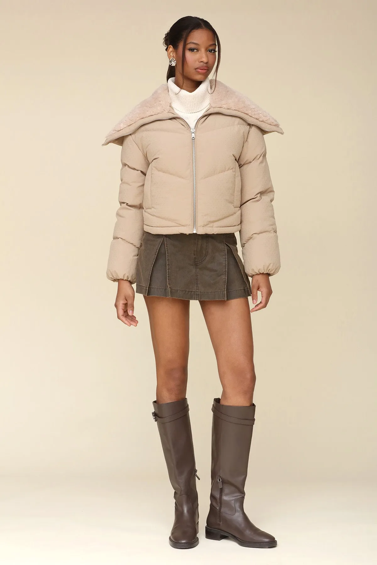 Envelope Collar Thermalpuff™ Cropped Puffer Jacket sold by Avec Les Filles product image thumbnail 4
