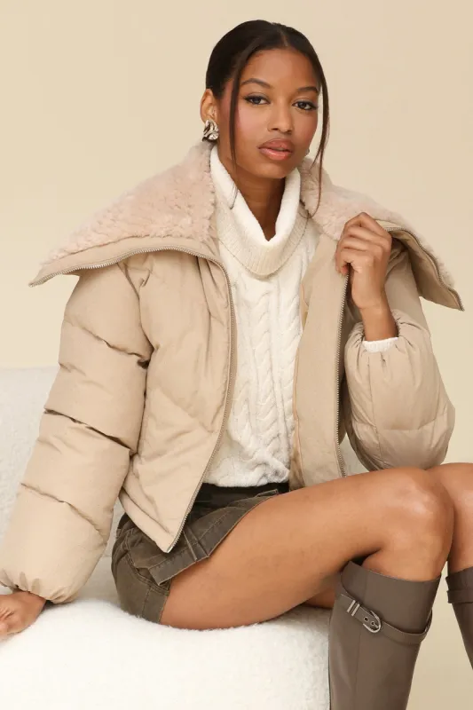 Envelope Collar Thermalpuff™ Cropped Puffer Jacket sold by Avec Les Filles