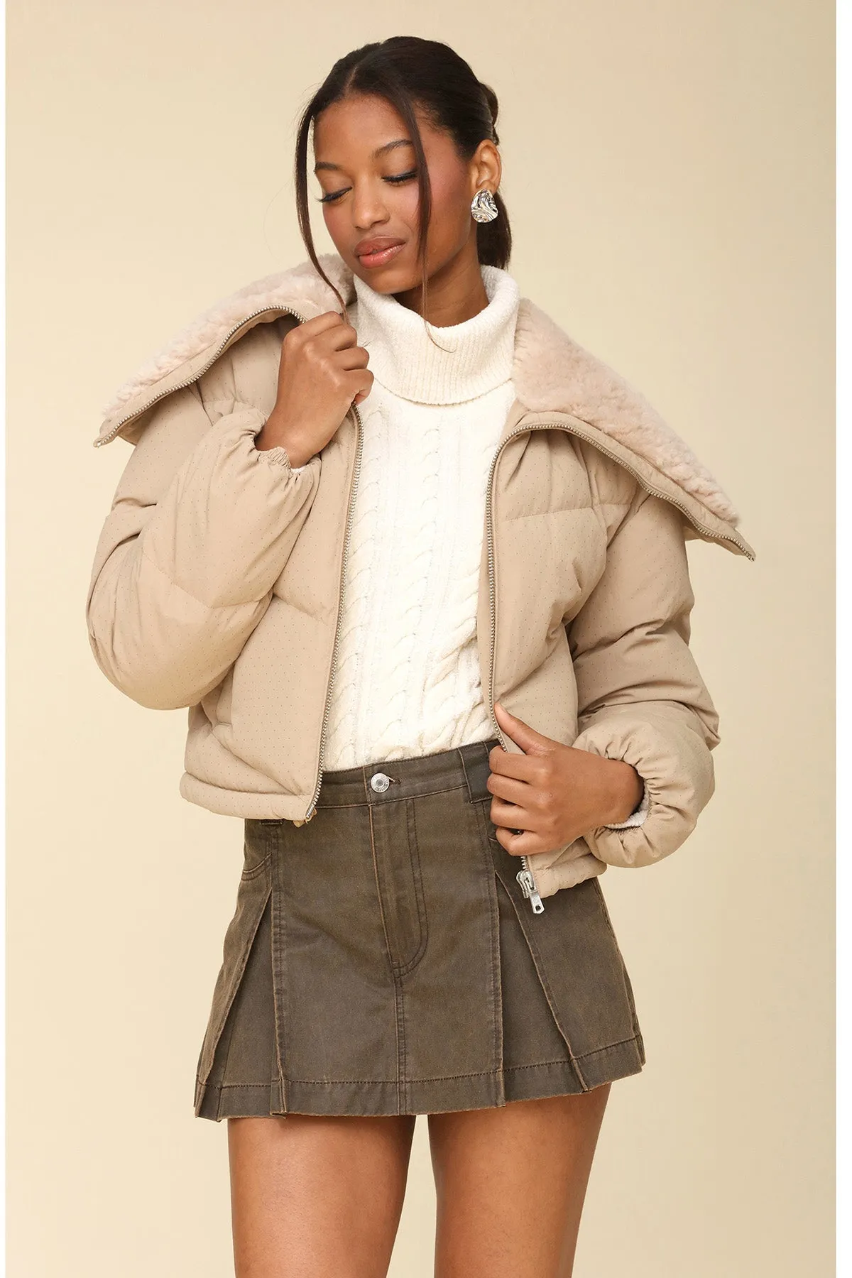 Envelope Collar Thermalpuff™ Cropped Puffer Jacket sold by Avec Les Filles product image thumbnail 3