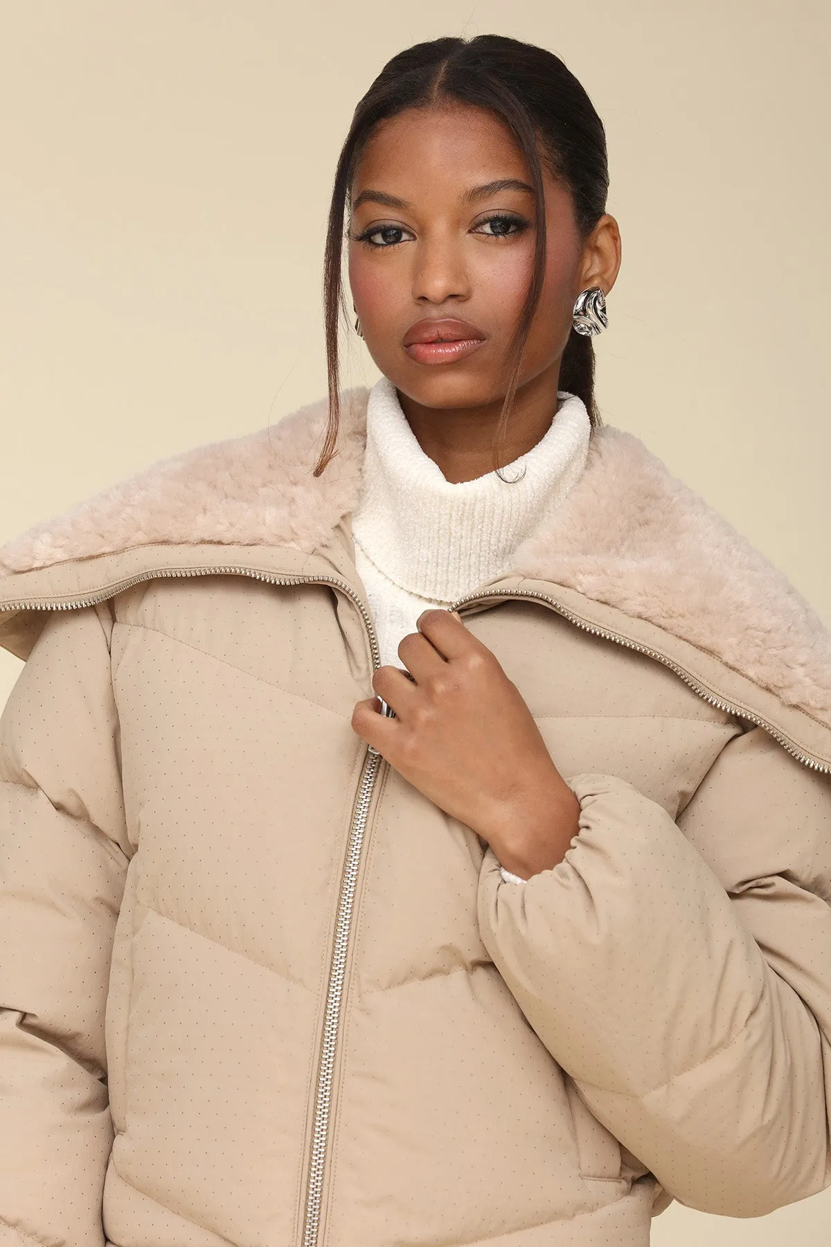 Envelope Collar Thermalpuff™ Cropped Puffer Jacket sold by Avec Les Filles product image thumbnail 5