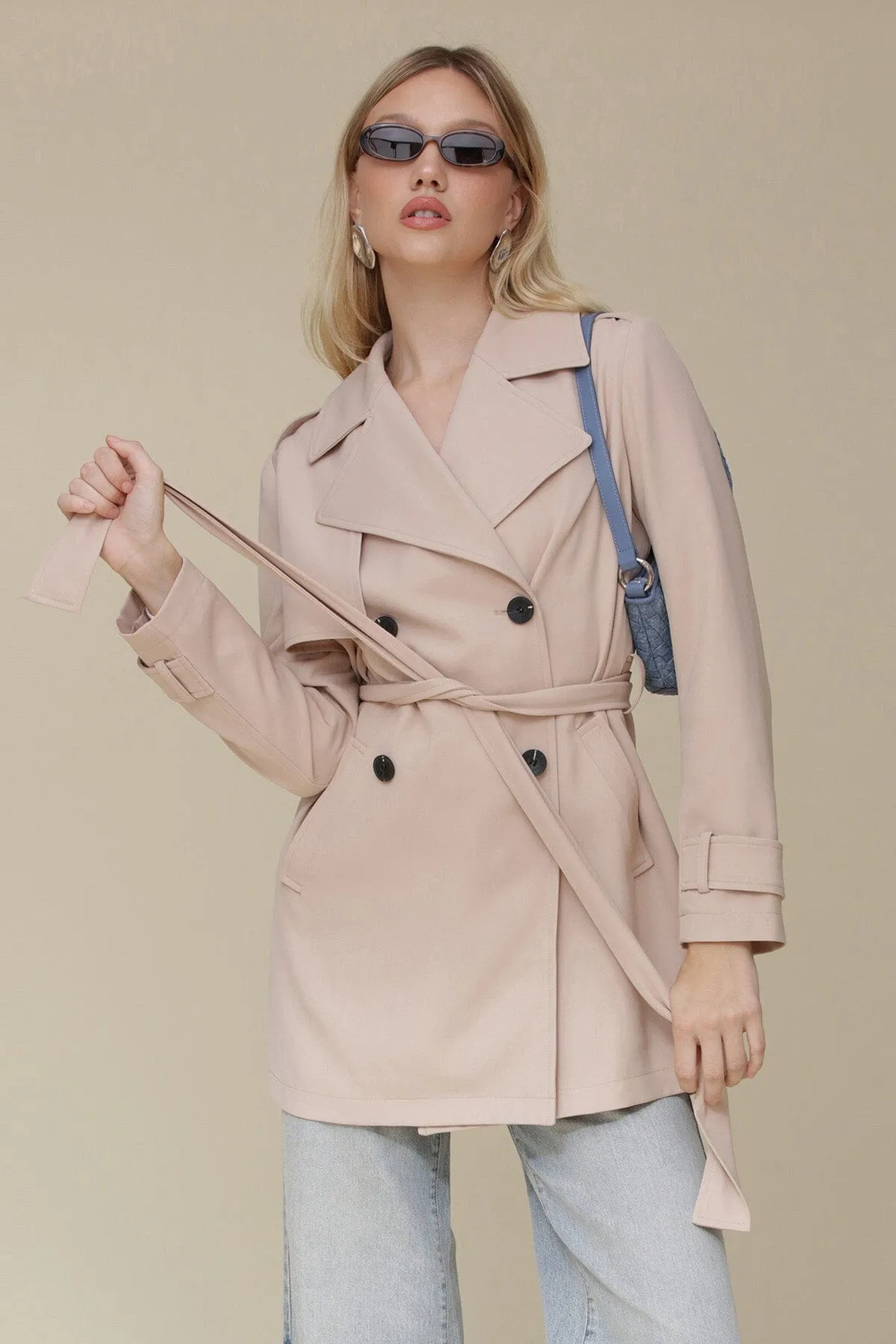 Drapey Mid-Length Trench Coat sold by Avec Les Filles