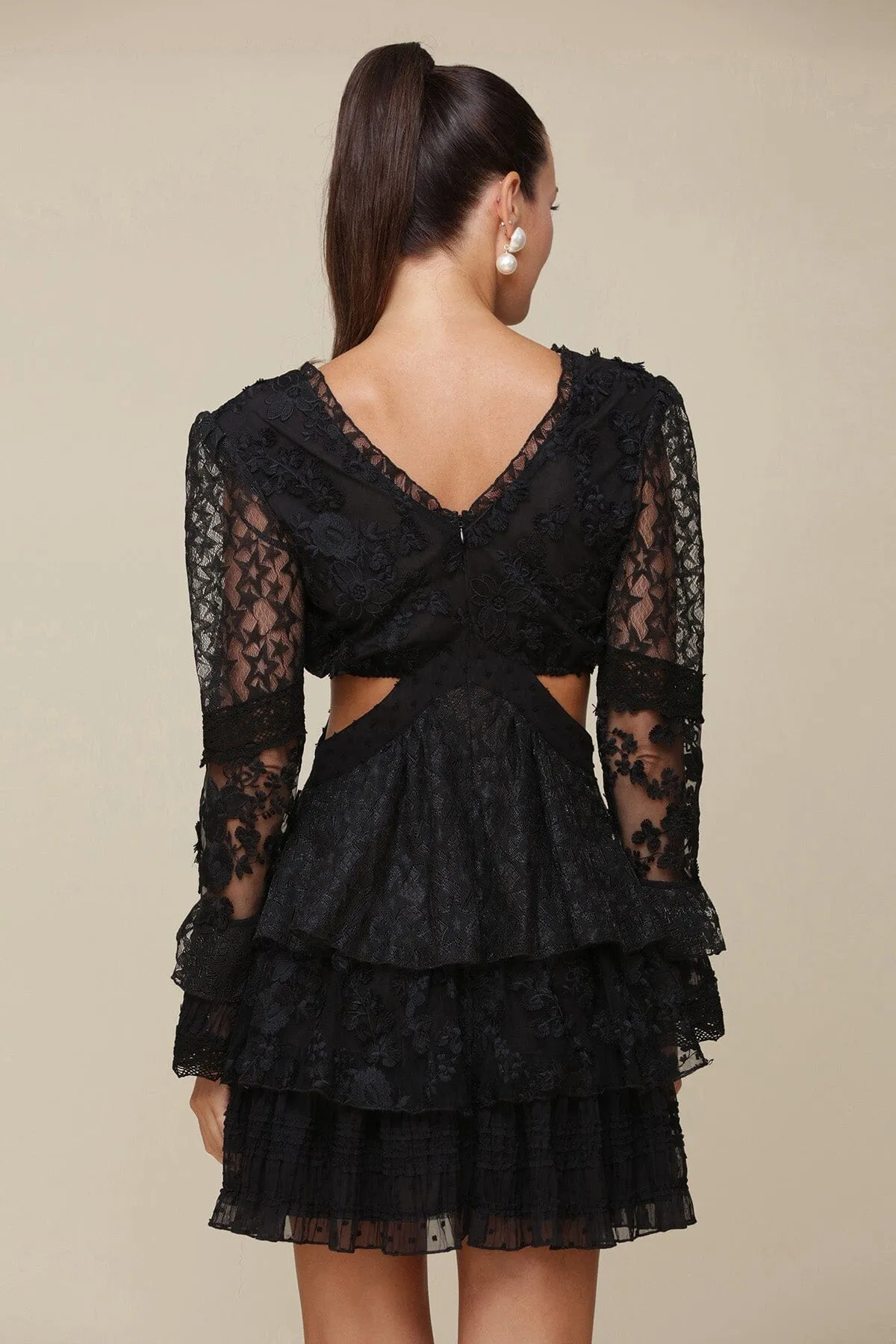 Tiered Lace Cut-Out Mini Dress sold by Avec Les Filles product image thumbnail 5