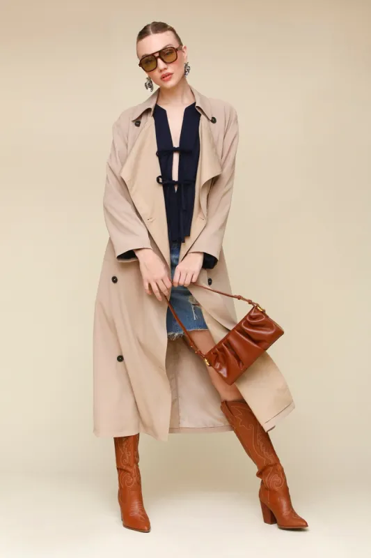 Waterfall Drape Maxi Trench Coat sold by Avec Les Filles