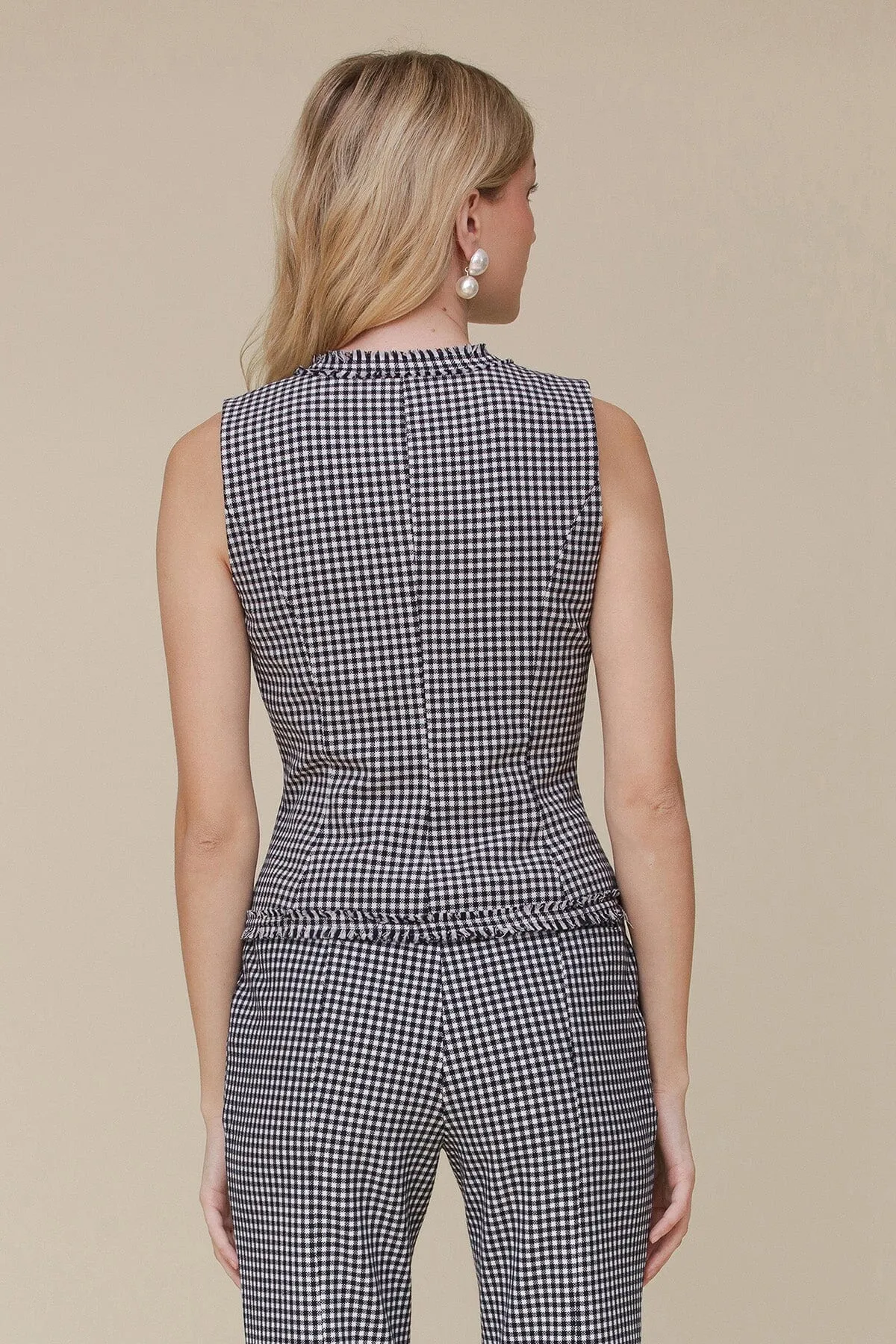 Gingham Tailored Cutaway Vest sold by Avec Les Filles product image thumbnail 4