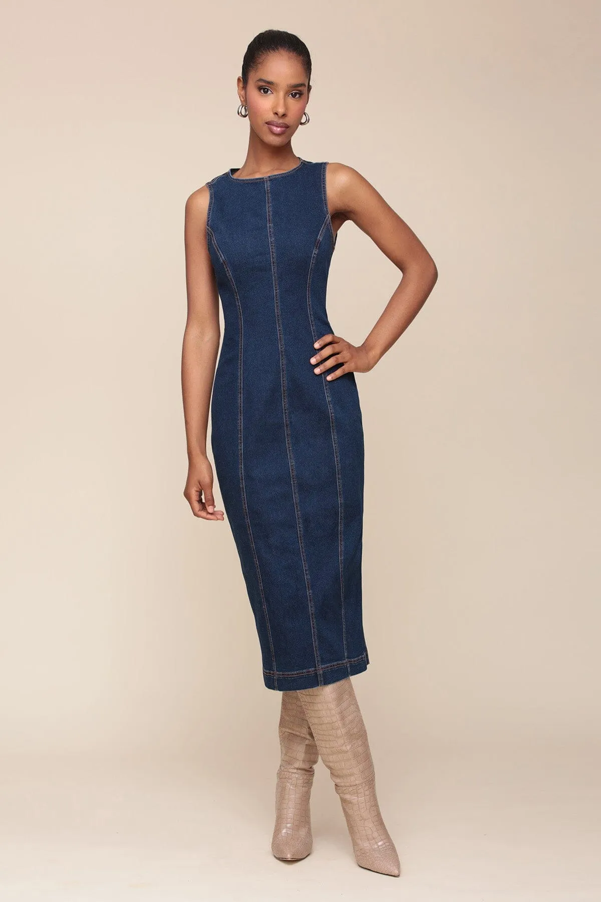 Denim Bodycon Sheath Dress sold by Avec Les Filles product image thumbnail 4