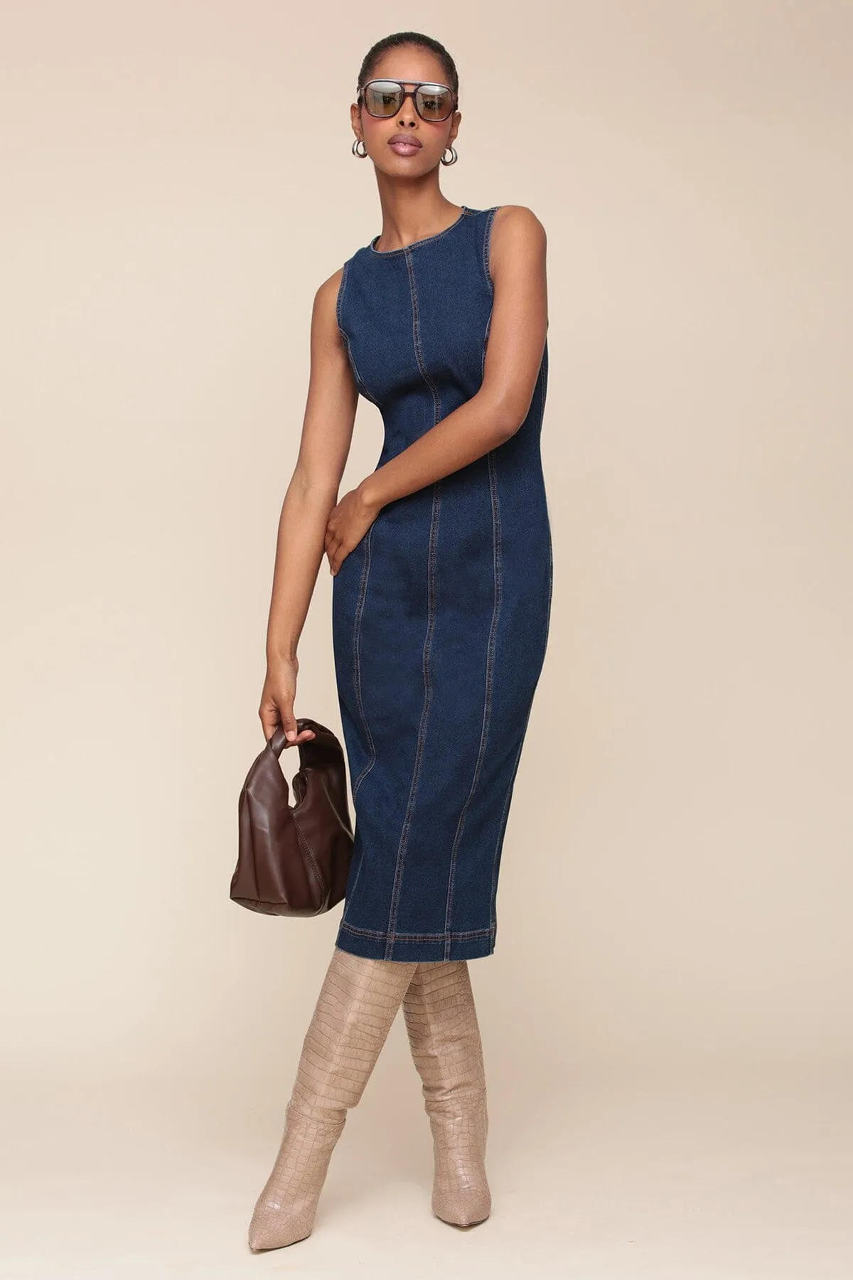 Denim Bodycon Sheath Dress sold by Avec Les Filles