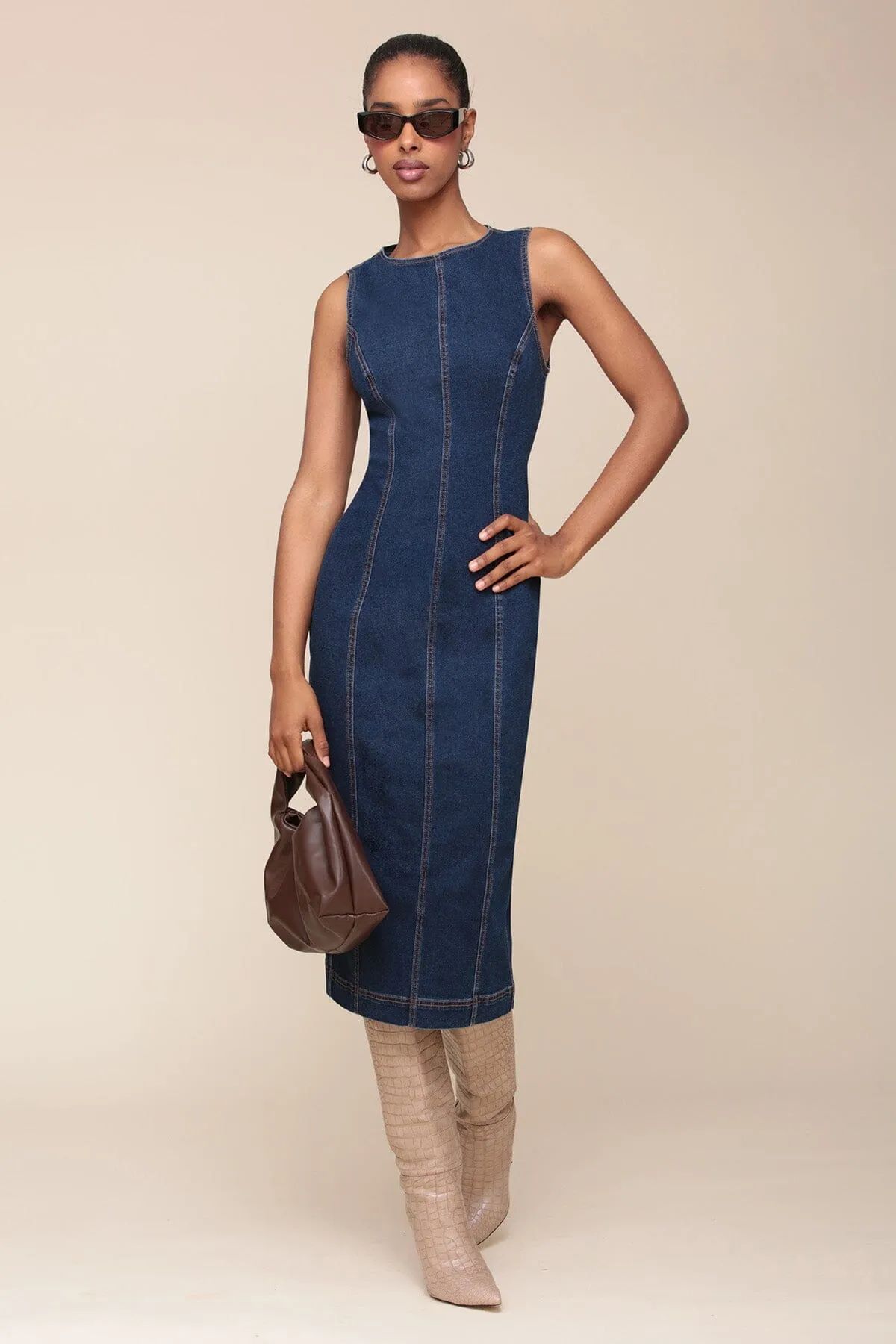 Denim Bodycon Sheath Dress sold by Avec Les Filles product image thumbnail 3