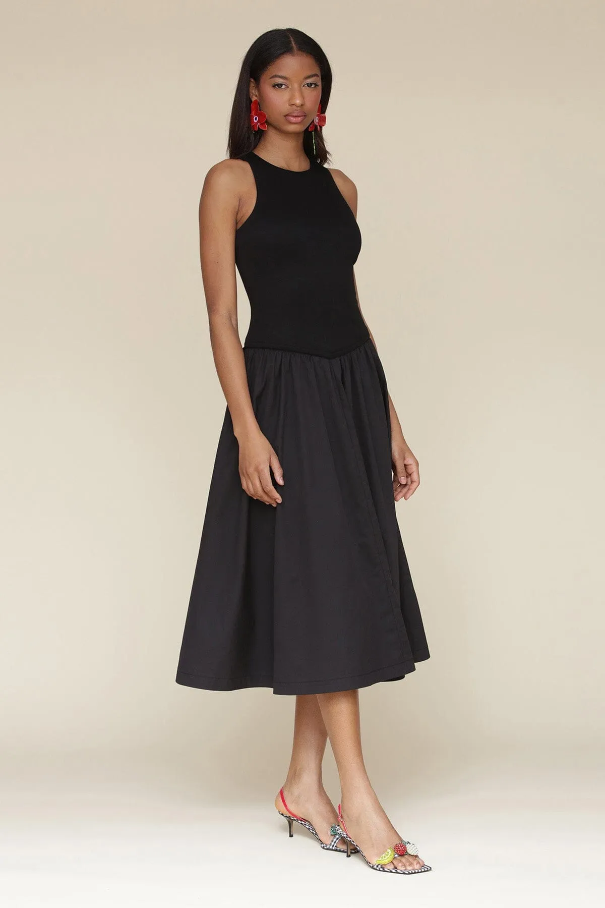 Cotton Blend Drop Waist Midi Dress sold by Avec Les Filles product image thumbnail 5