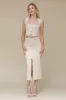 Ecru Denim Slit Front Pencil Skirt sold by Avec Les Filles