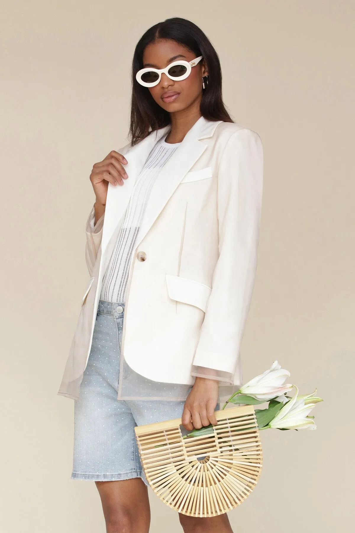Organza Overlay Tailored Blazer sold by Avec Les Filles
