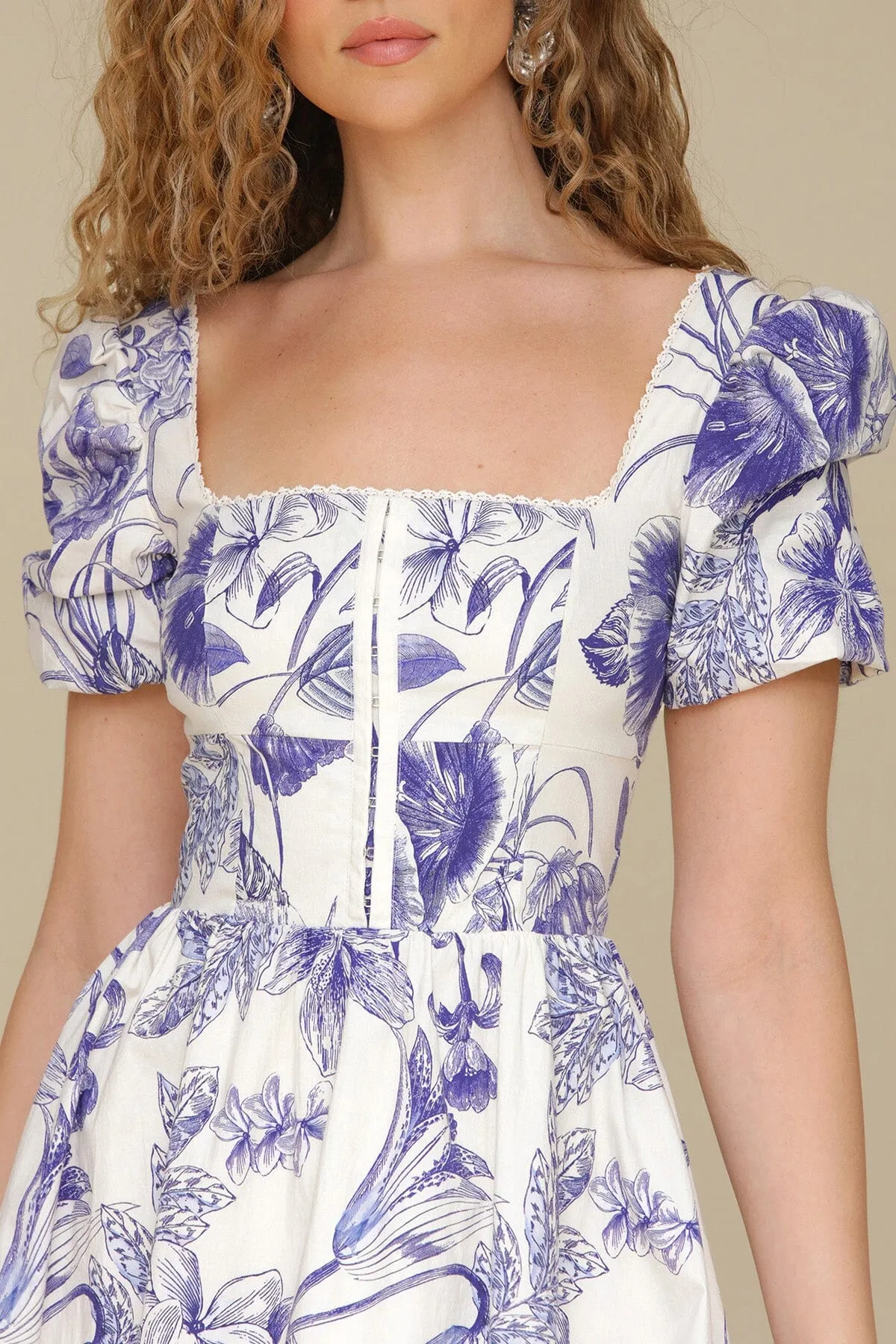 Floral Cotton Puff Sleeve Midi Dress sold by Avec Les Filles product image thumbnail 5