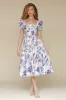 Floral Cotton Puff Sleeve Midi Dress sold by Avec Les Filles