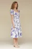 Floral Cotton Puff Sleeve Midi Dress sold by Avec Les Filles