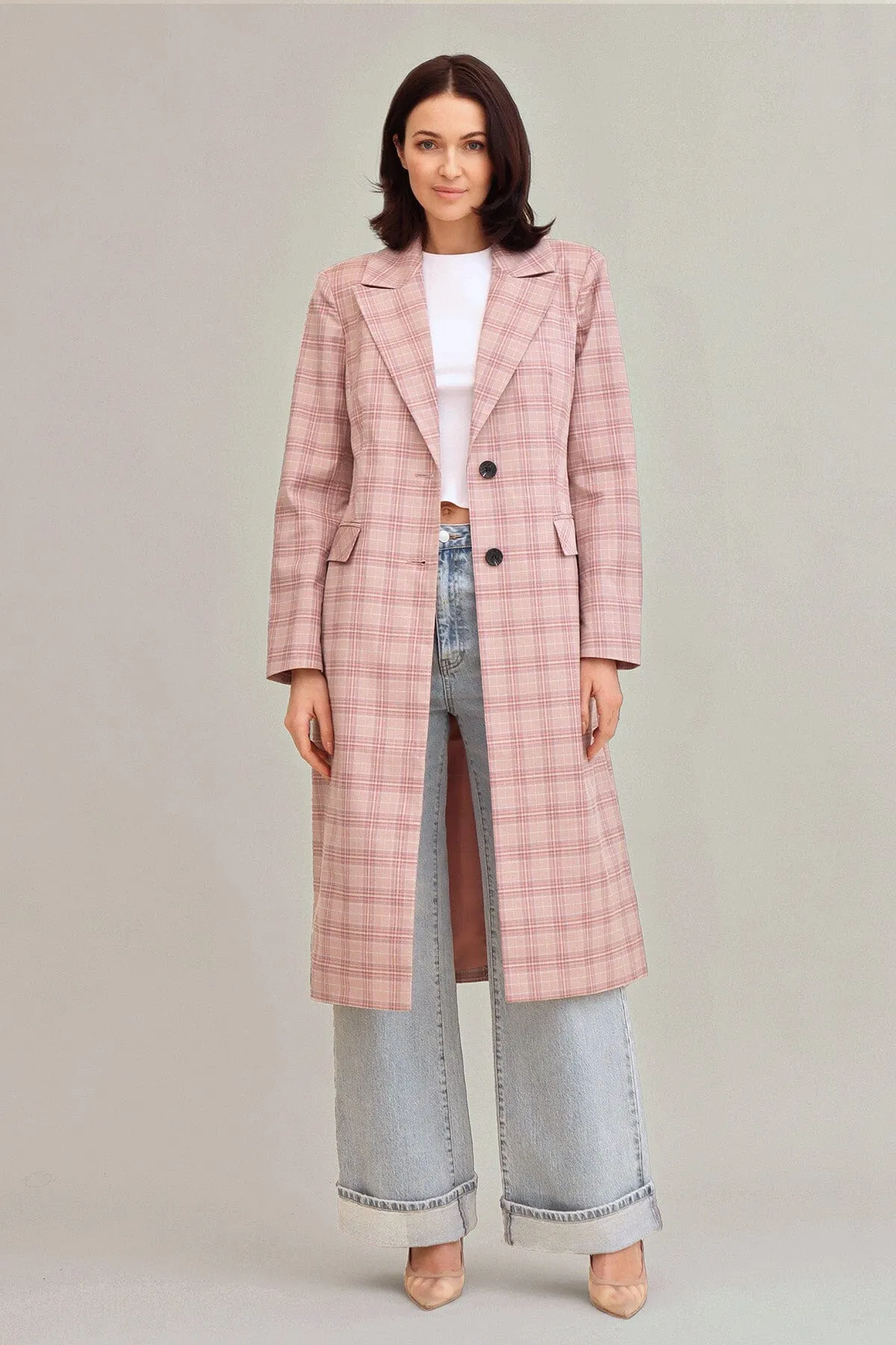 Plaid Tailored Single-Breasted Coat sold by Avec Les Filles product image thumbnail 3