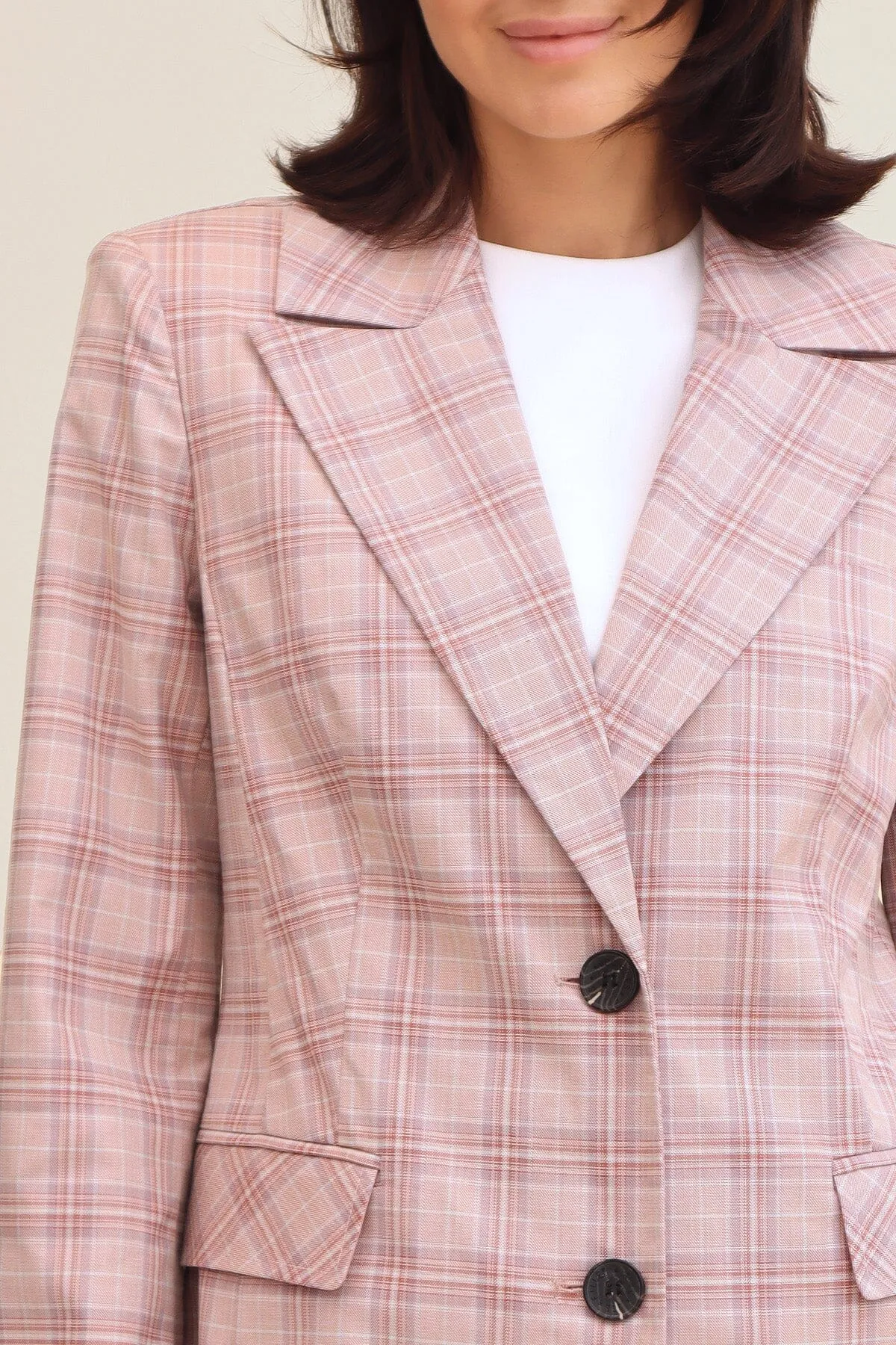 Plaid Tailored Single-Breasted Coat sold by Avec Les Filles product image thumbnail 2