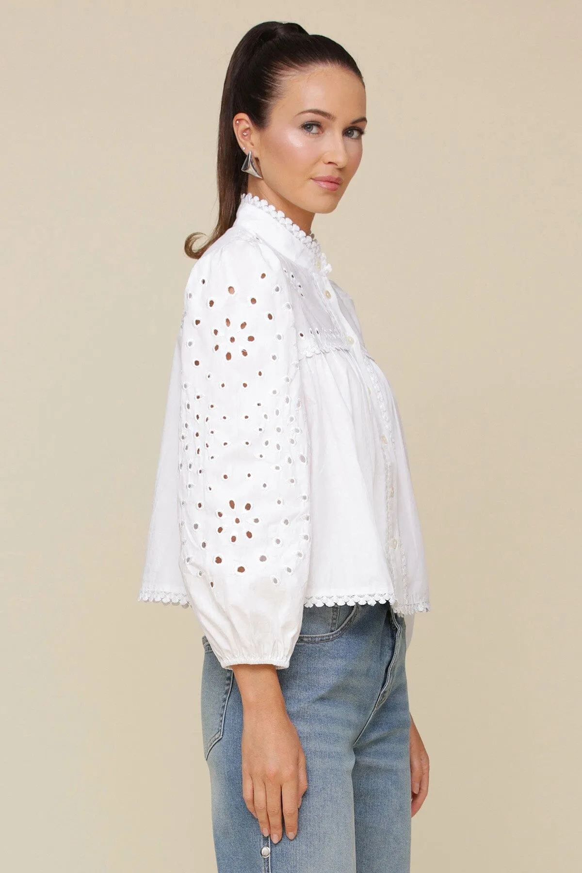 Cotton Broderie Anglaise Blouse sold by Avec Les Filles product image thumbnail 4