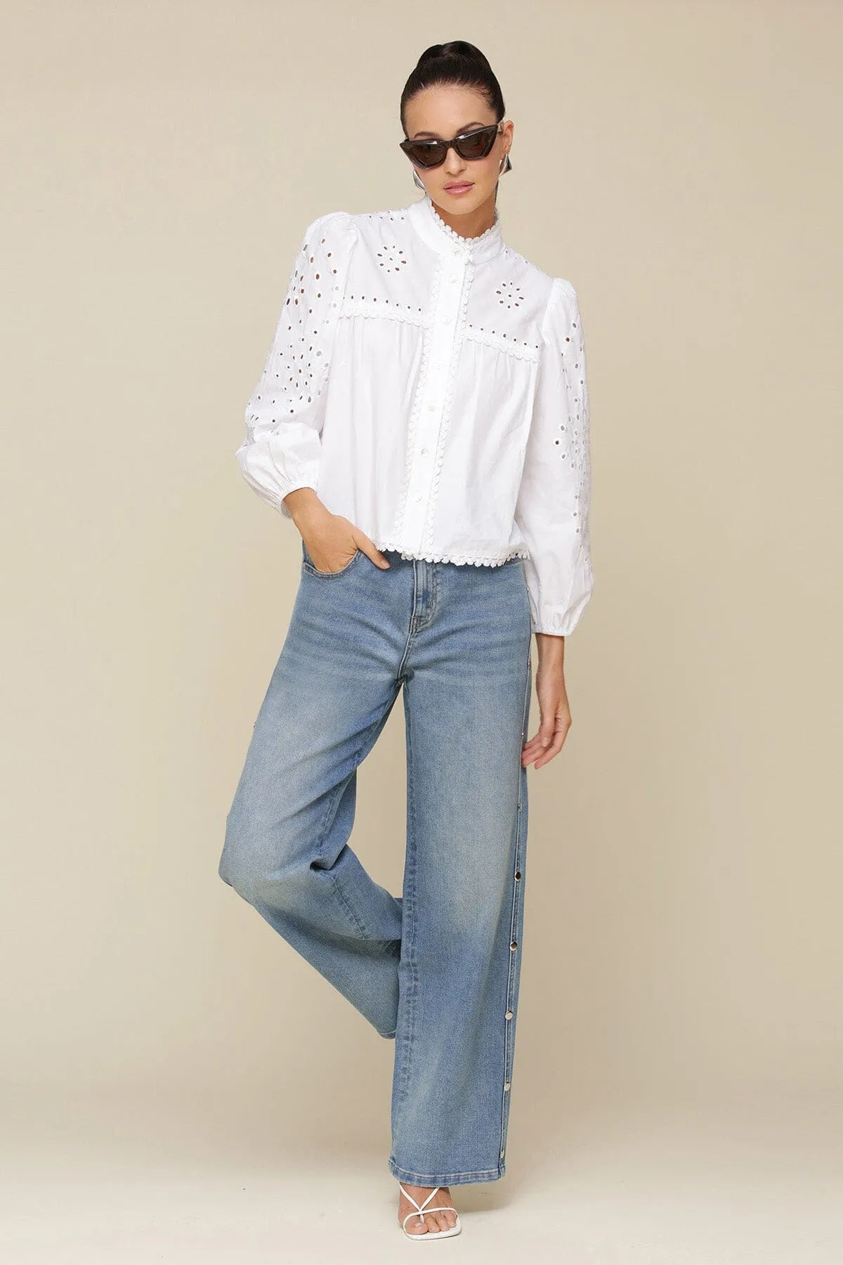 Cotton Broderie Anglaise Blouse sold by Avec Les Filles product image thumbnail 3