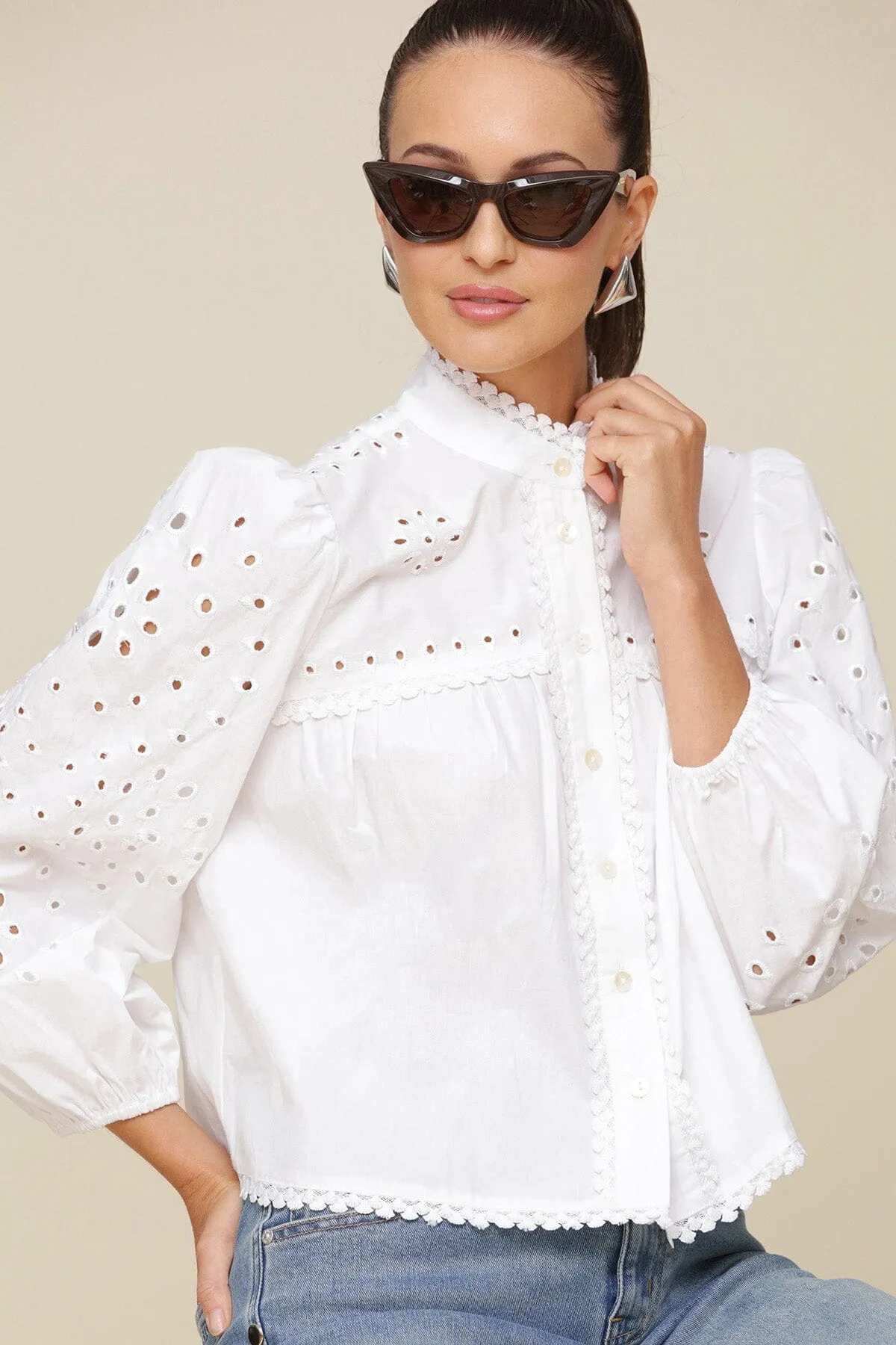 Cotton Broderie Anglaise Blouse sold by Avec Les Filles product image thumbnail 2