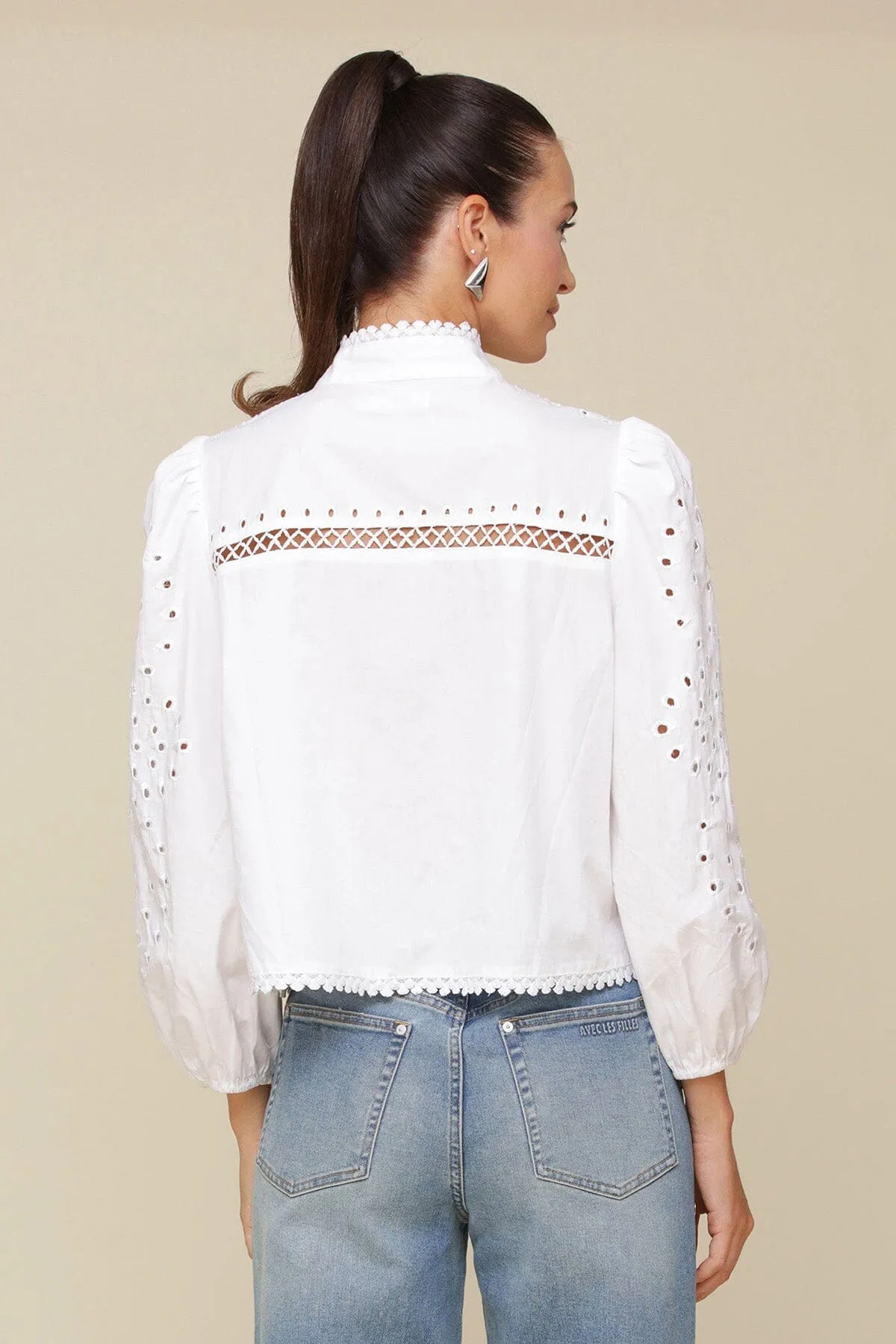 Cotton Broderie Anglaise Blouse sold by Avec Les Filles product image thumbnail 5